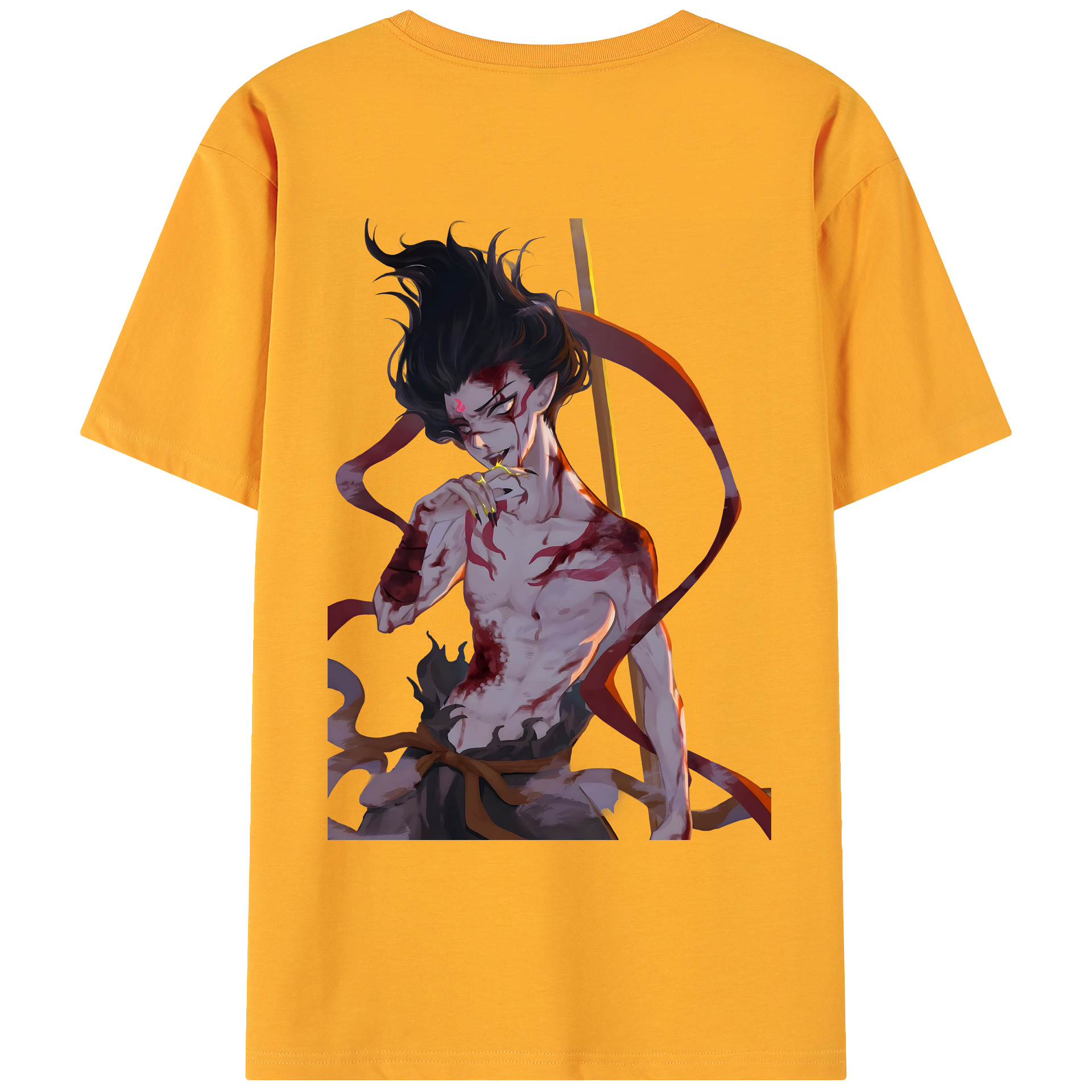 （画像用） Ne Zha 2 ナタ 魔童の大暴れ 綿100％ メンズ半袖Tシャツ（バックプリント） 通気性