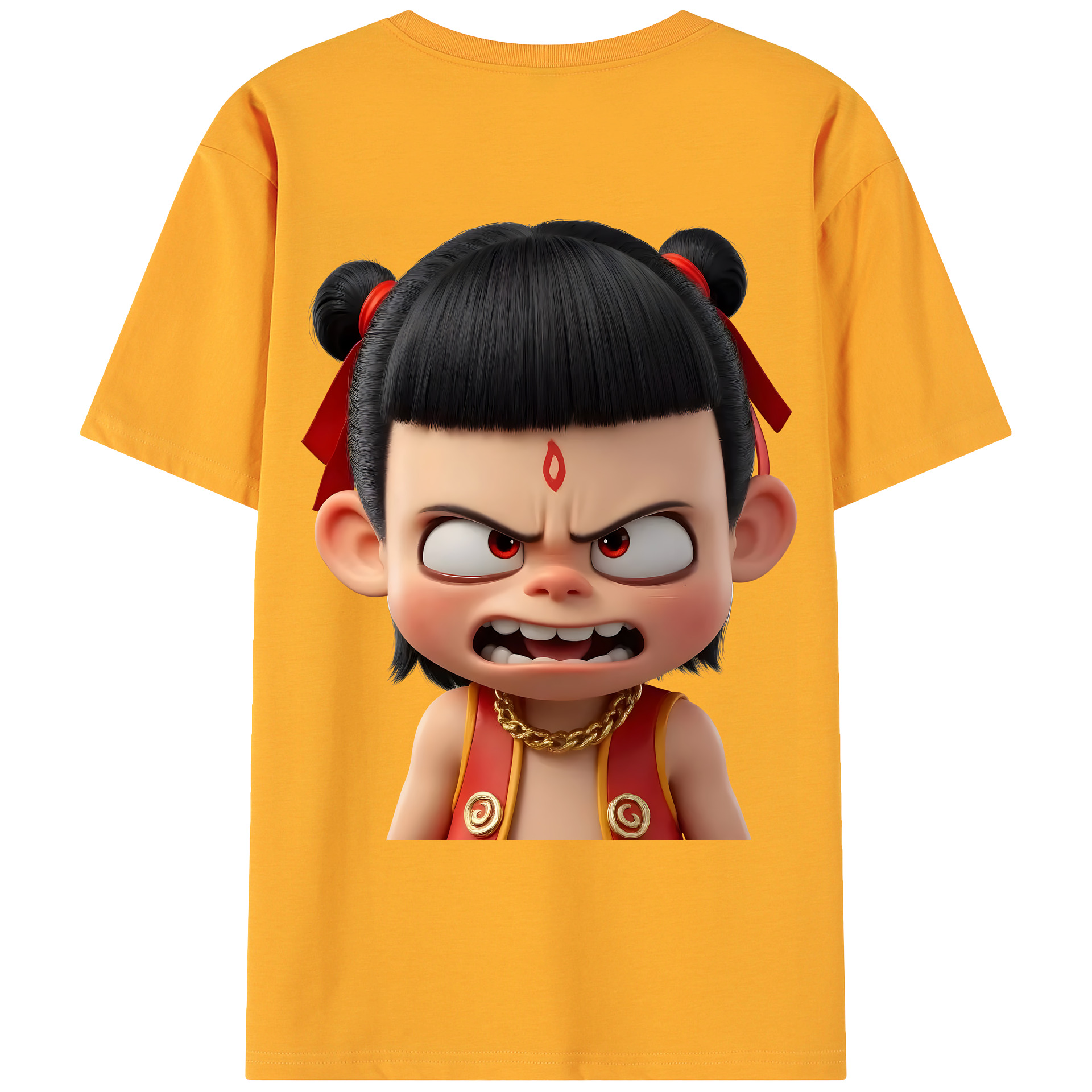 （画像用） Ne Zha 2 ナタ 魔童の大暴れ 綿100％ メンズ半袖Tシャツ（バックプリント） 通気性