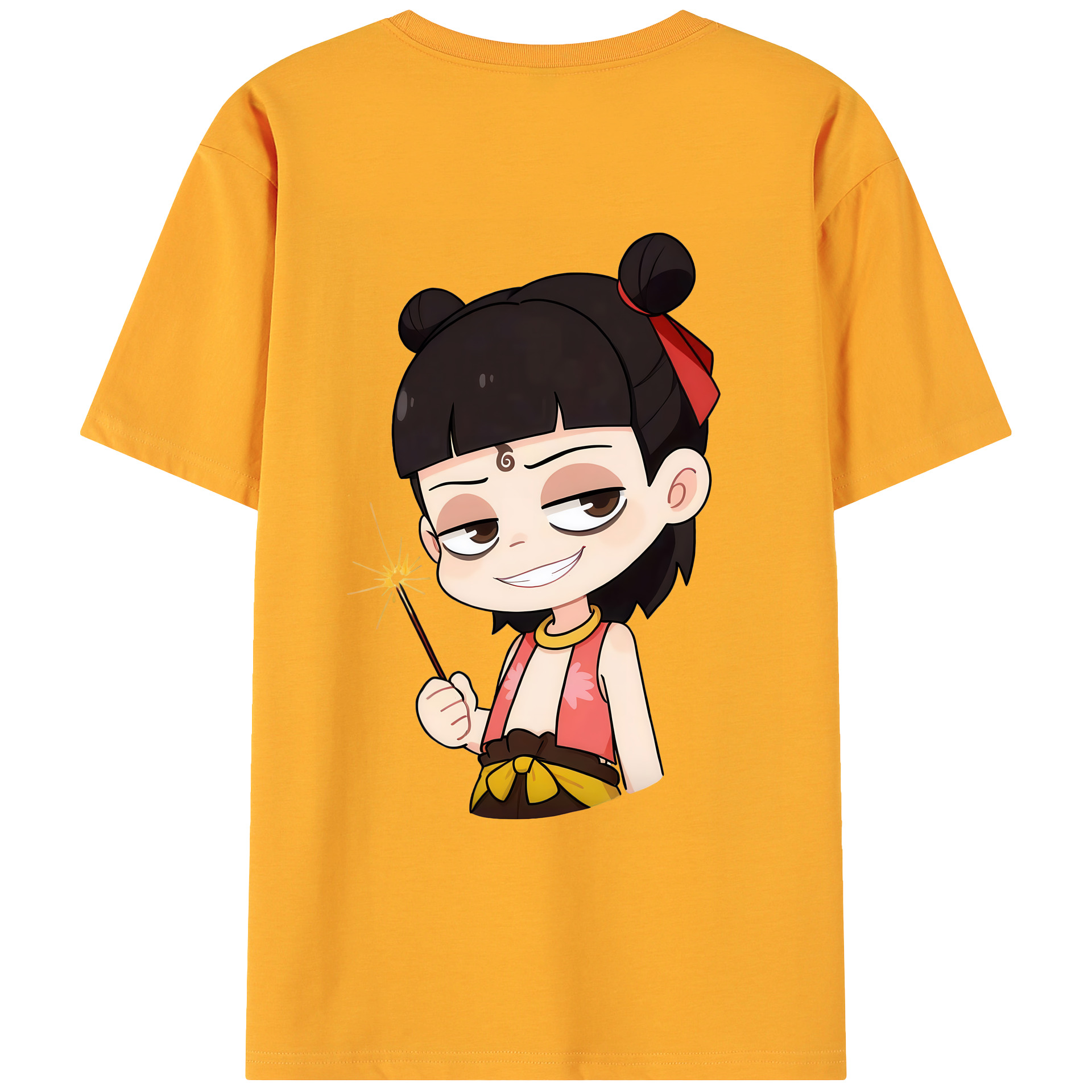 （画像用） Ne Zha 2 ナタ 魔童の大暴れ 綿100％ メンズ半袖Tシャツ（バックプリント） 通気性