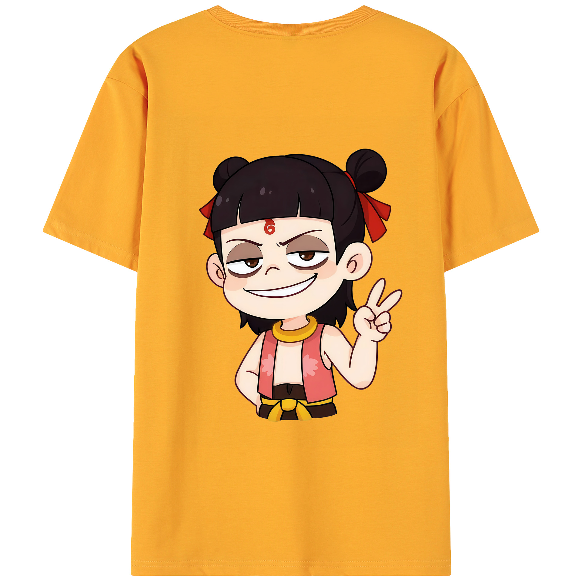 （画像用） Ne Zha 2 ナタ 魔童の大暴れ 綿100％ メンズ半袖Tシャツ（バックプリント） 通気性