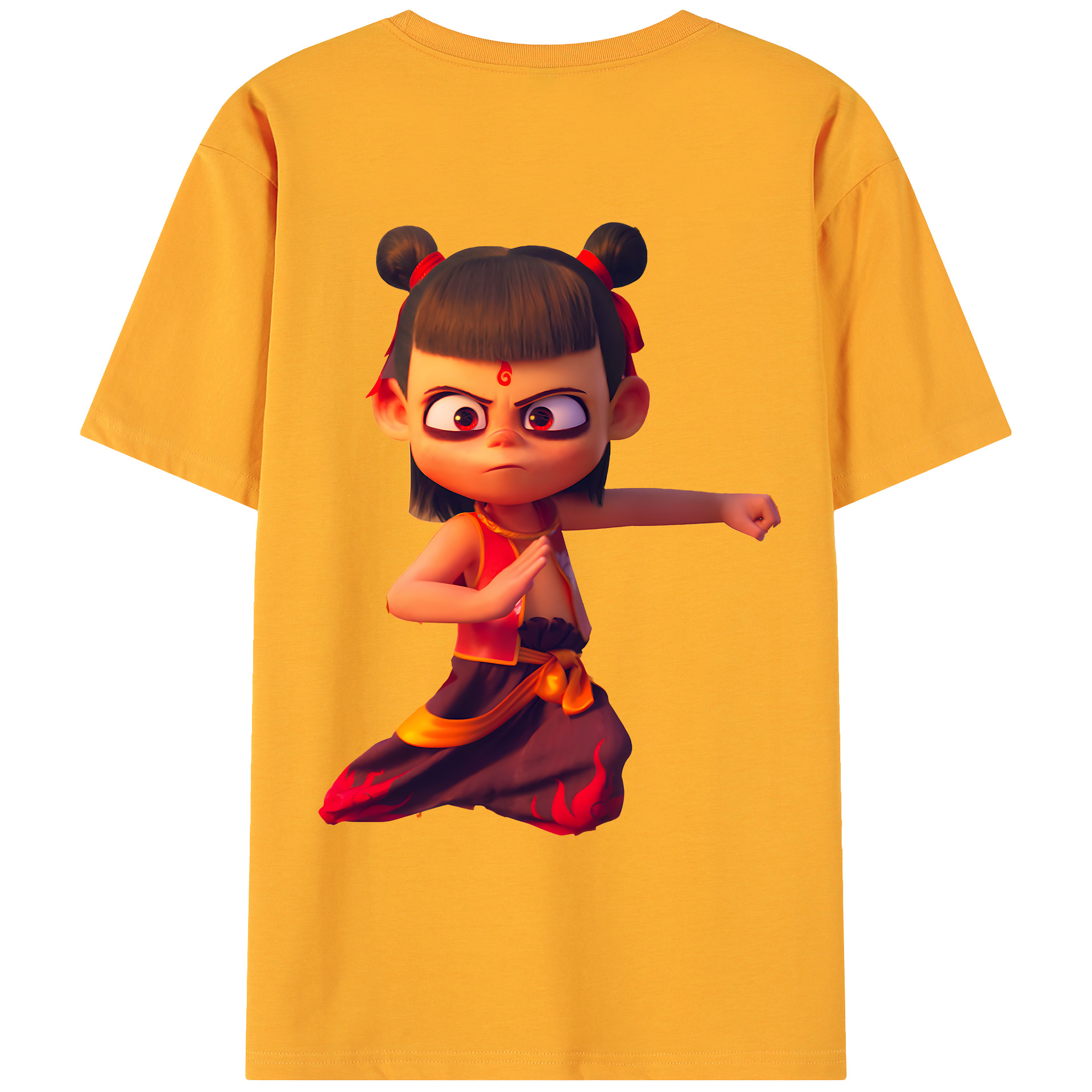 （画像用） Ne Zha 2 ナタ 魔童の大暴れ 綿100％ メンズ半袖Tシャツ（バックプリント） 通気性