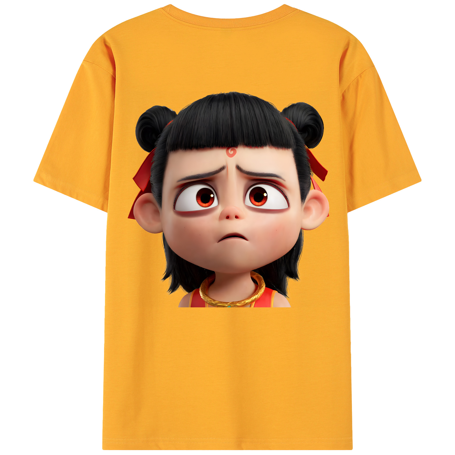 （画像用） Ne Zha 2 ナタ 魔童の大暴れ 綿100％ メンズ半袖Tシャツ（バックプリント） 通気性