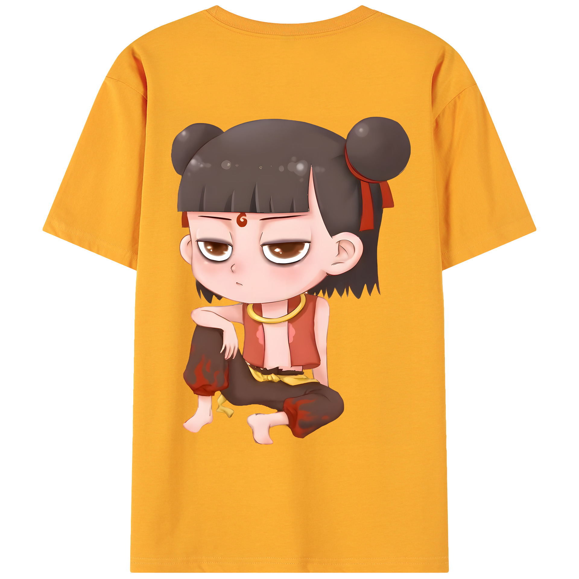 （画像用） Ne Zha 2 ナタ 魔童の大暴れ 綿100％ メンズ半袖Tシャツ（バックプリント） 通気性