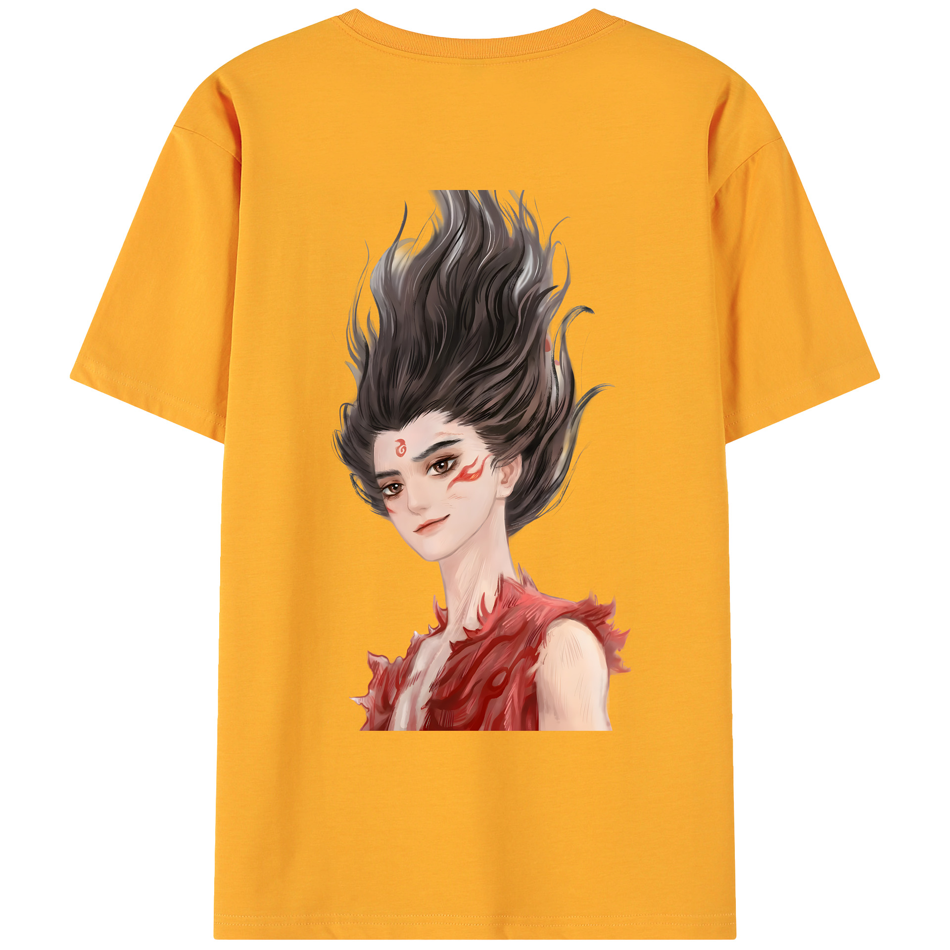 （画像用） Ne Zha 2 ナタ 魔童の大暴れ 綿100％ メンズ半袖Tシャツ（バックプリント） 通気性