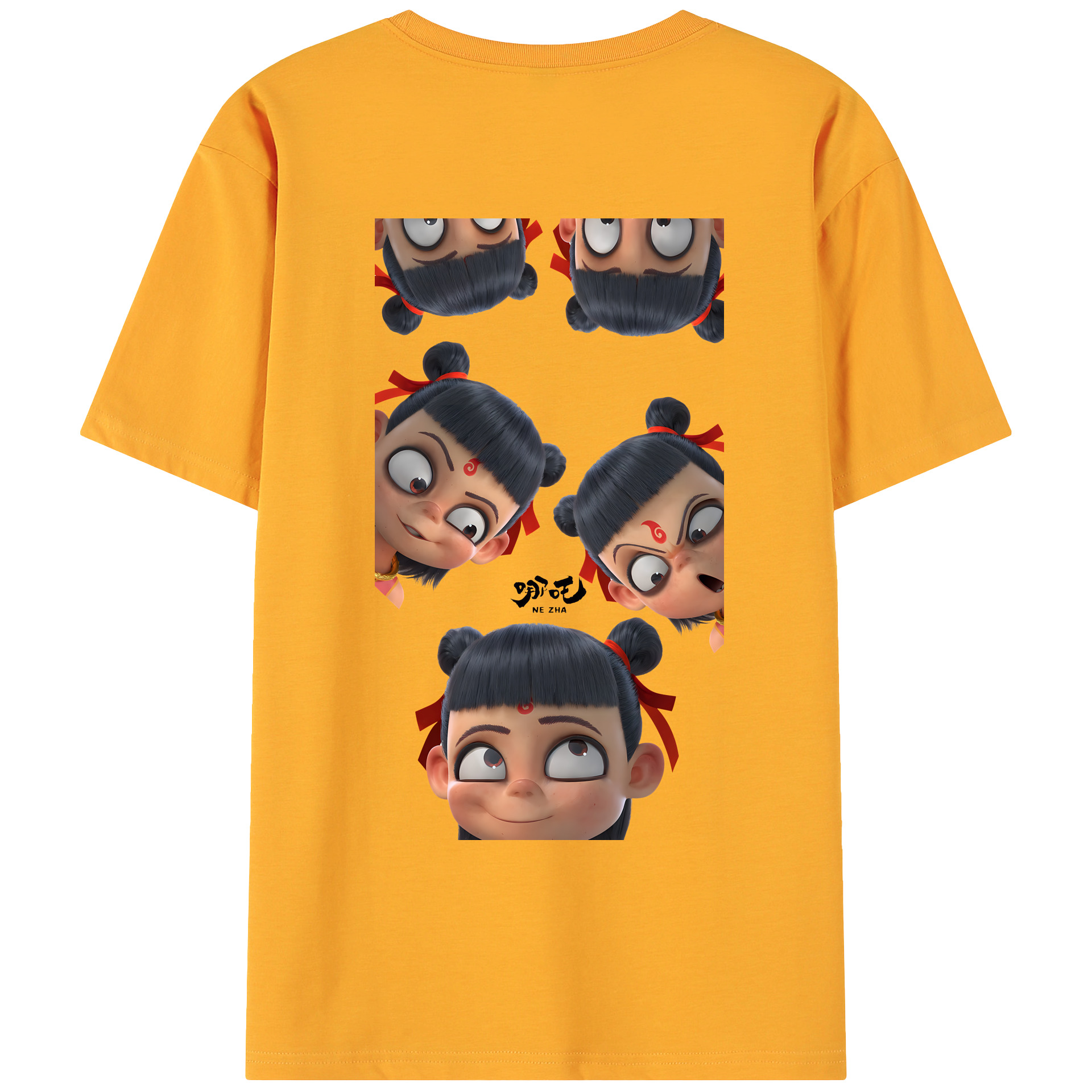 （画像用） Ne Zha 2 ナタ 魔童の大暴れ 綿100％ メンズ半袖Tシャツ（バックプリント） 通気性