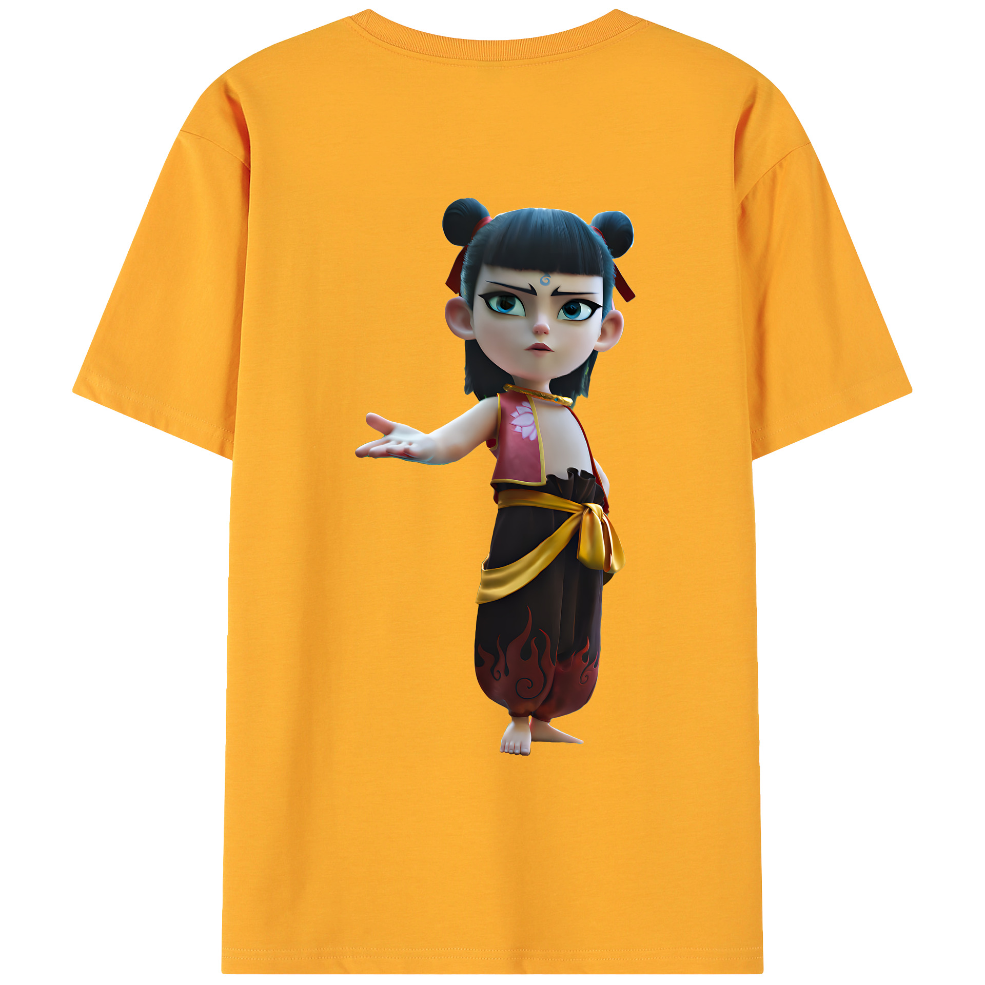 （画像用） Ne Zha 2 ナタ 魔童の大暴れ 綿100％ メンズ半袖Tシャツ（バックプリント） 通気性