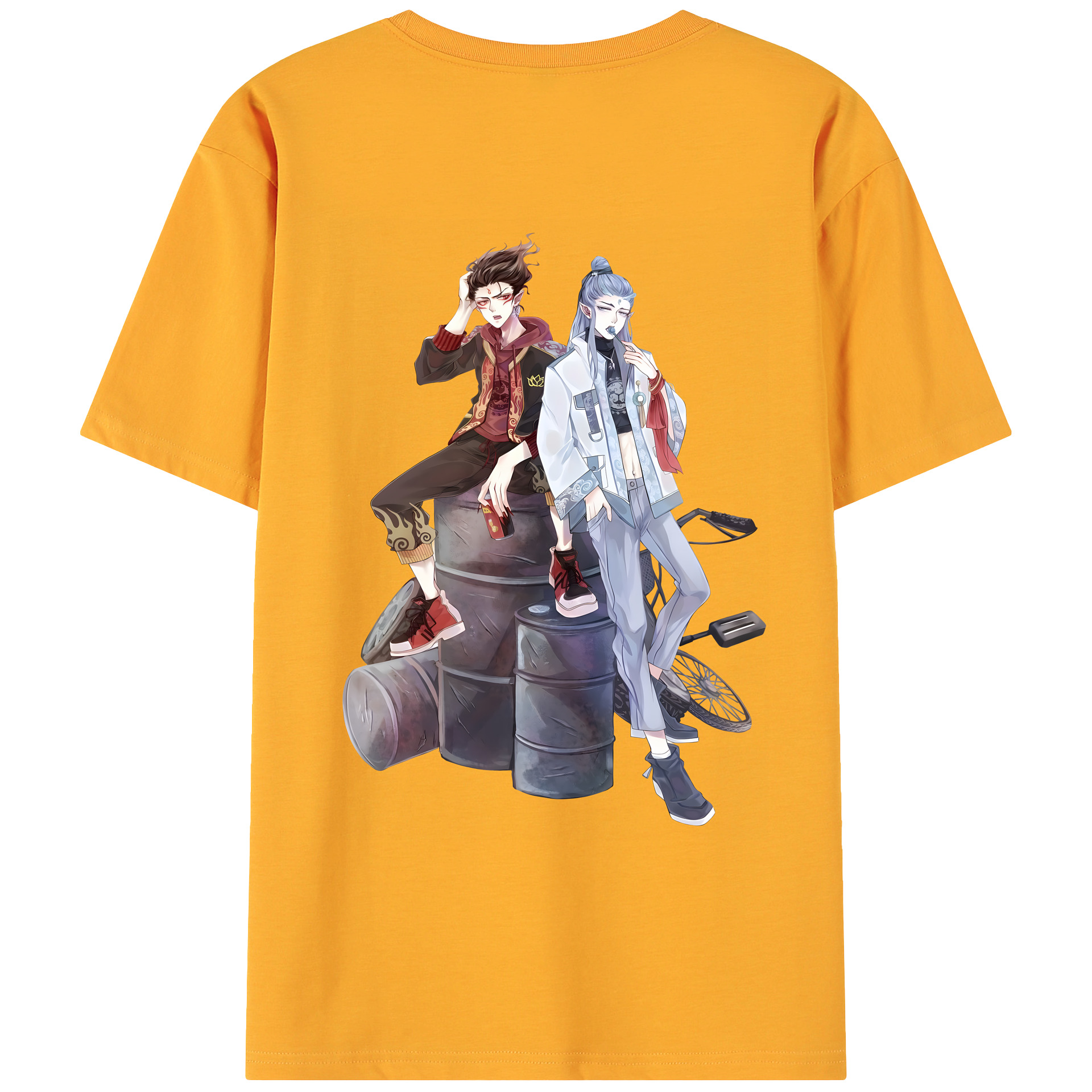 （画像用） Ne Zha 2 ナタ 魔童の大暴れ 綿100％ メンズ半袖Tシャツ（バックプリント） 通気性
