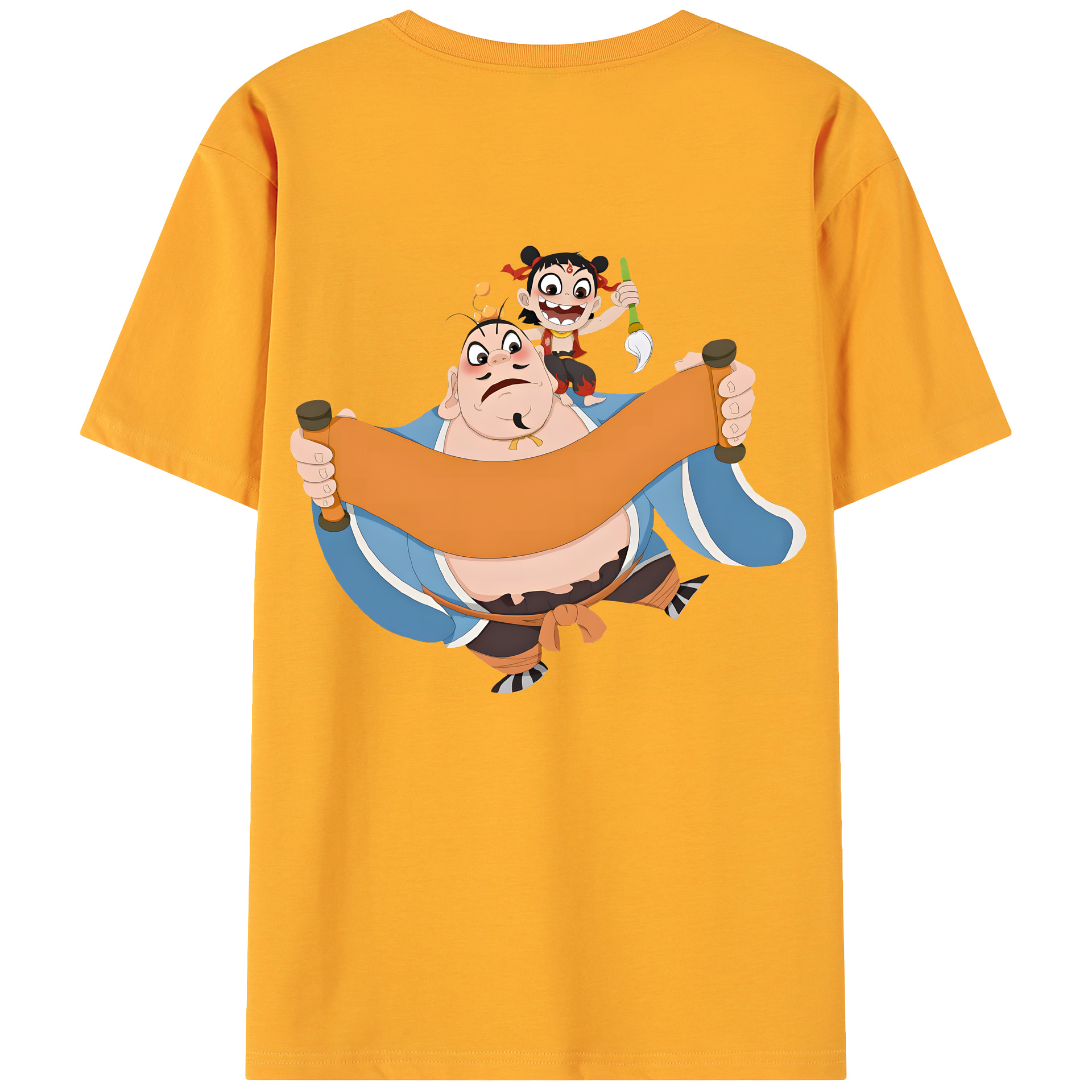 （画像用） Ne Zha 2 ナタ 魔童の大暴れ 綿100％ メンズ半袖Tシャツ（バックプリント） 通気性