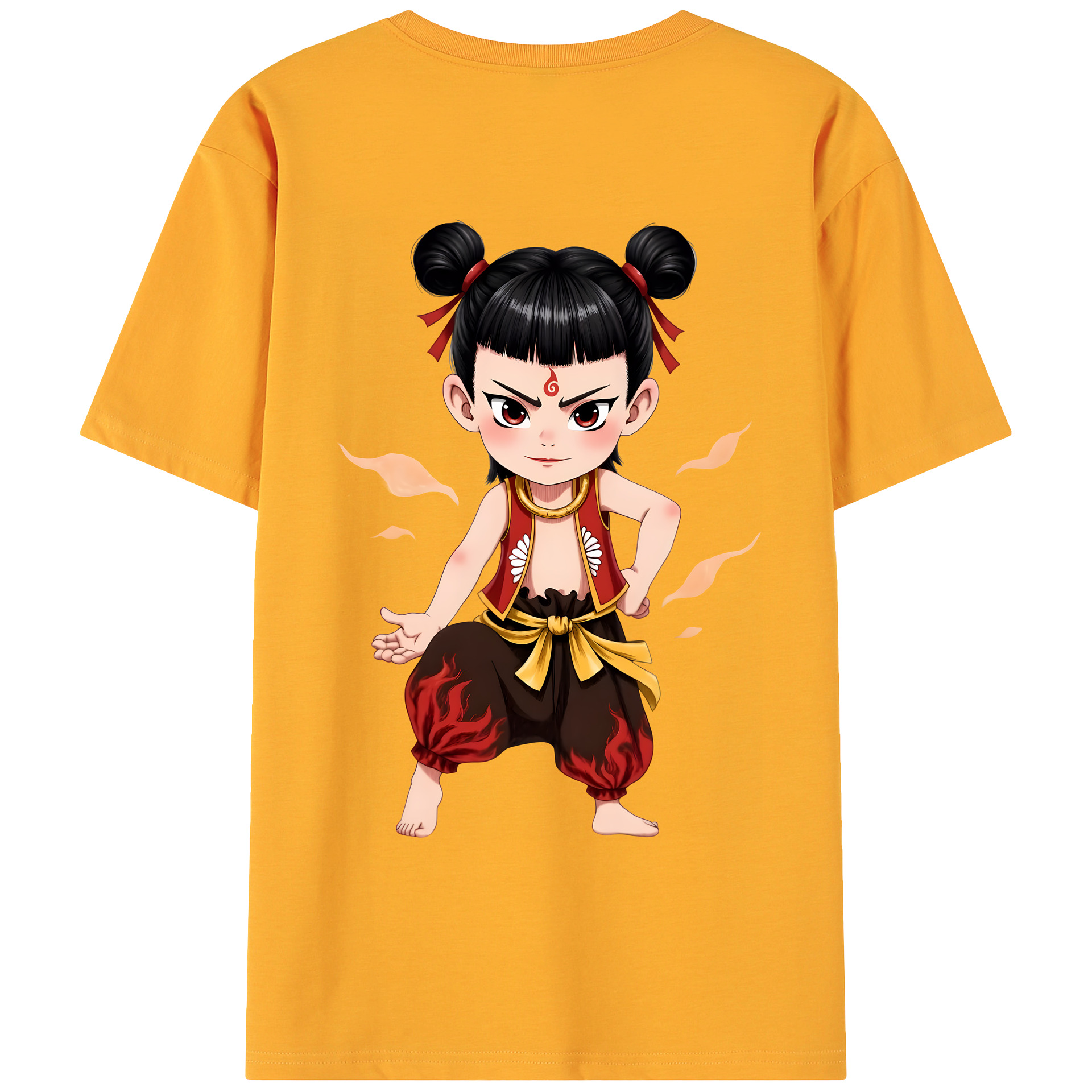（画像用） Ne Zha 2 ナタ 魔童の大暴れ 綿100％ メンズ半袖Tシャツ（バックプリント） 通気性