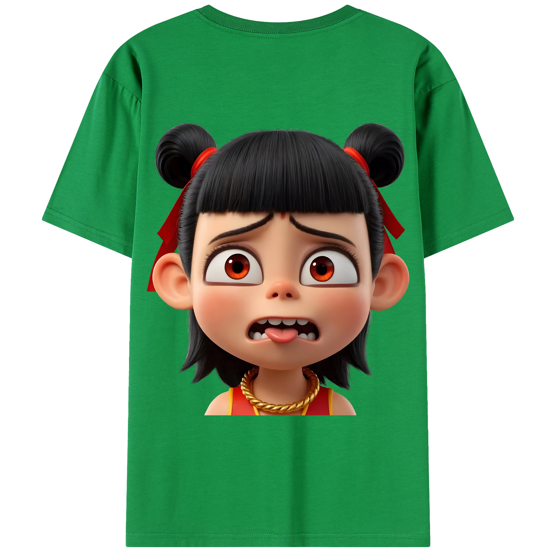 （画像用） Ne Zha 2 ナタ 魔童の大暴れ 綿100％ メンズ半袖Tシャツ（バックプリント） 通気性
