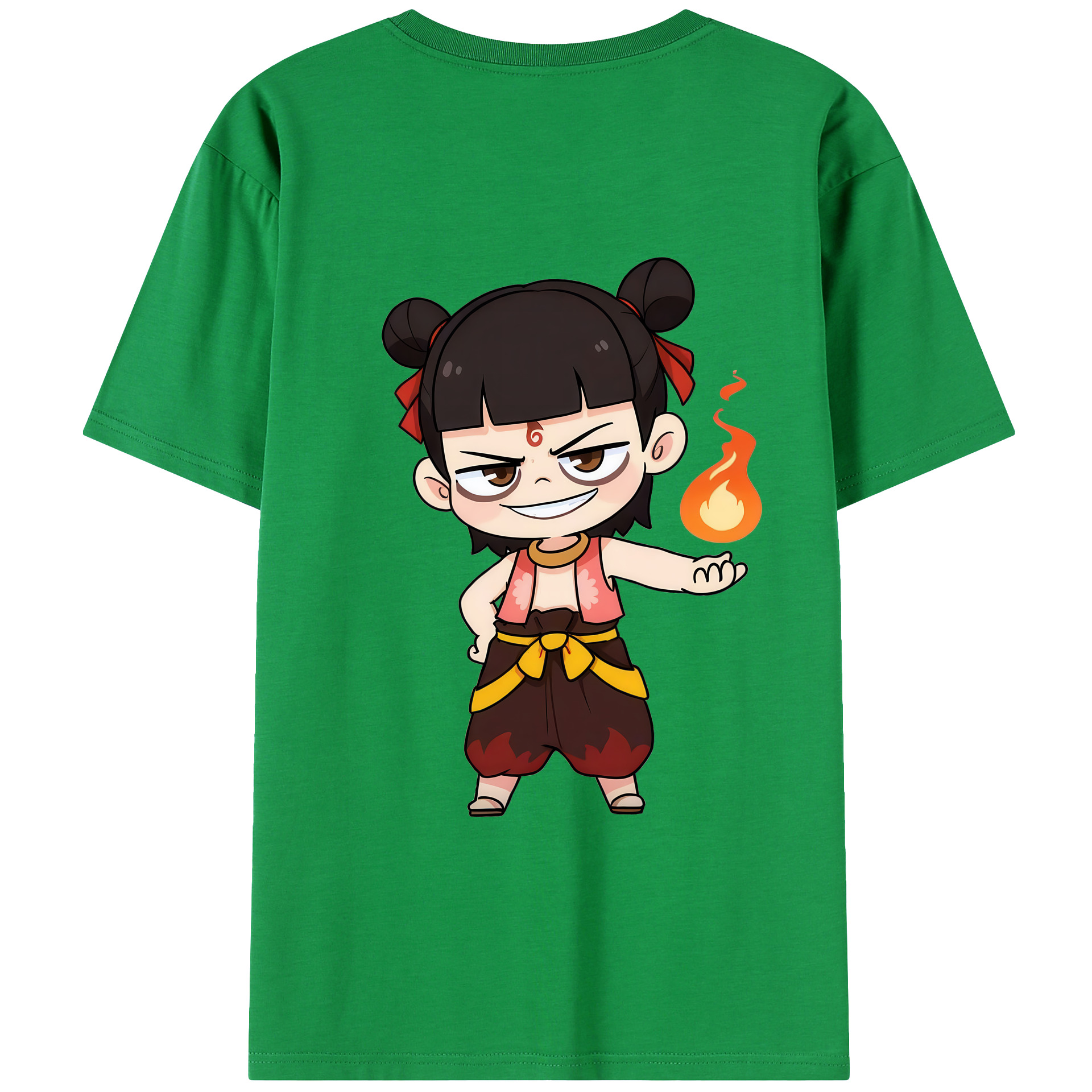 （画像用） Ne Zha 2 ナタ 魔童の大暴れ 綿100％ メンズ半袖Tシャツ（バックプリント） 通気性