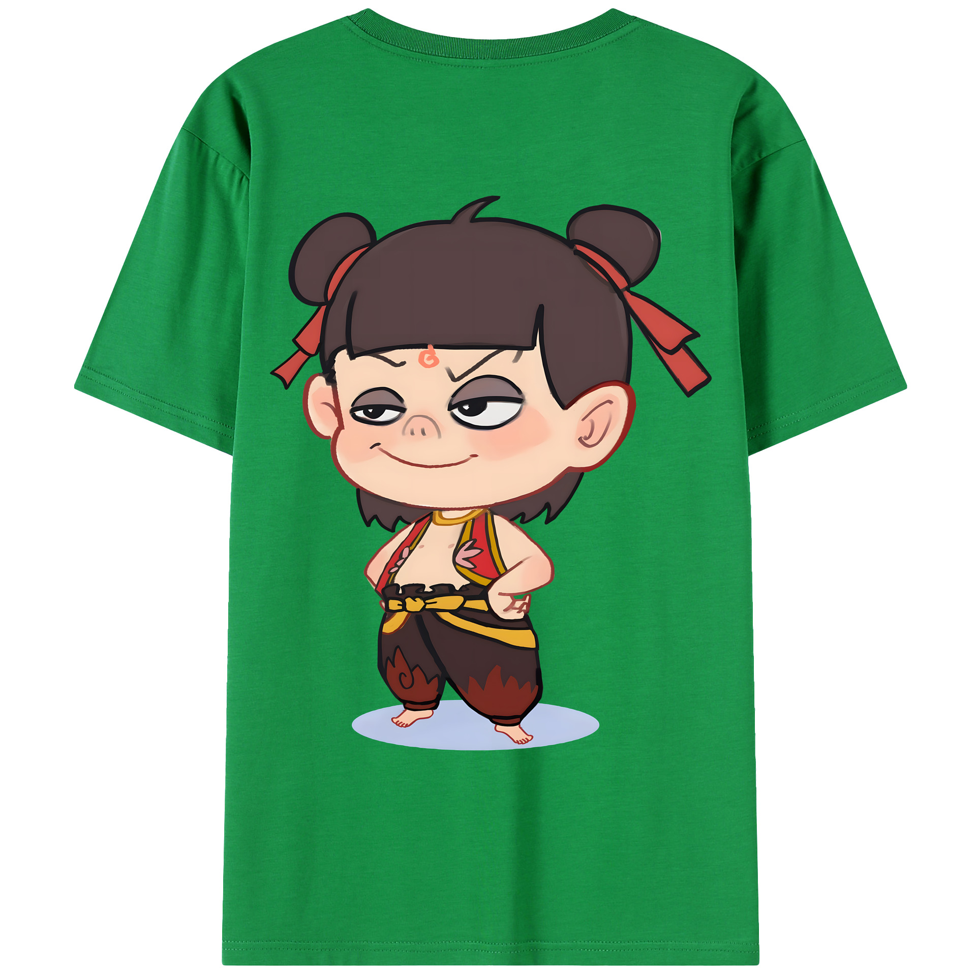 （画像用） Ne Zha 2 ナタ 魔童の大暴れ 綿100％ メンズ半袖Tシャツ（バックプリント） 通気性