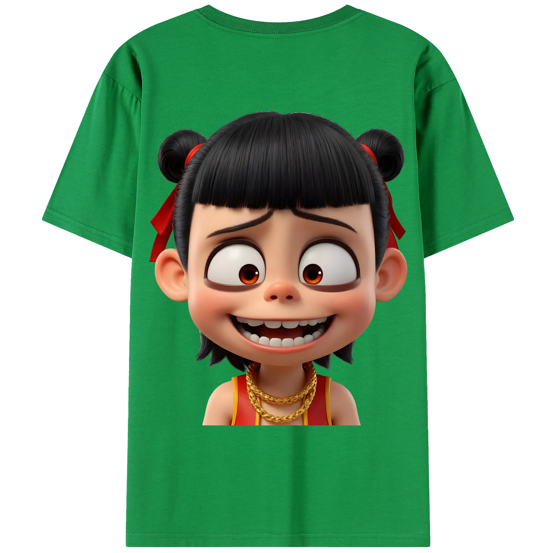 （画像用） Ne Zha 2 ナタ 魔童の大暴れ 綿100％ メンズ半袖Tシャツ（バックプリント） 通気性