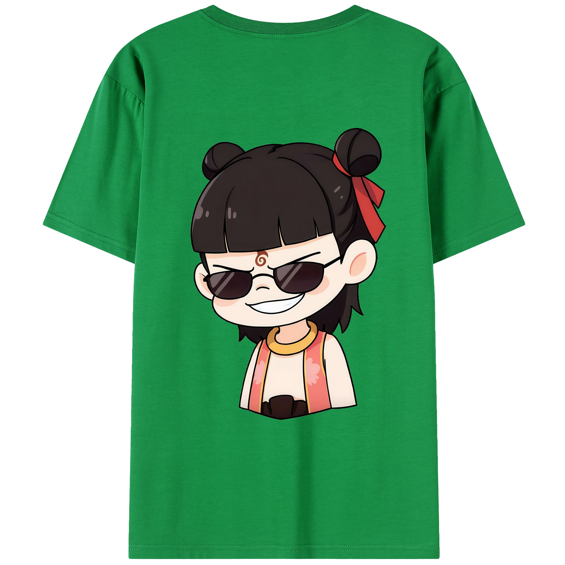 （画像用） Ne Zha 2 ナタ 魔童の大暴れ 綿100％ メンズ半袖Tシャツ（バックプリント） 通気性
