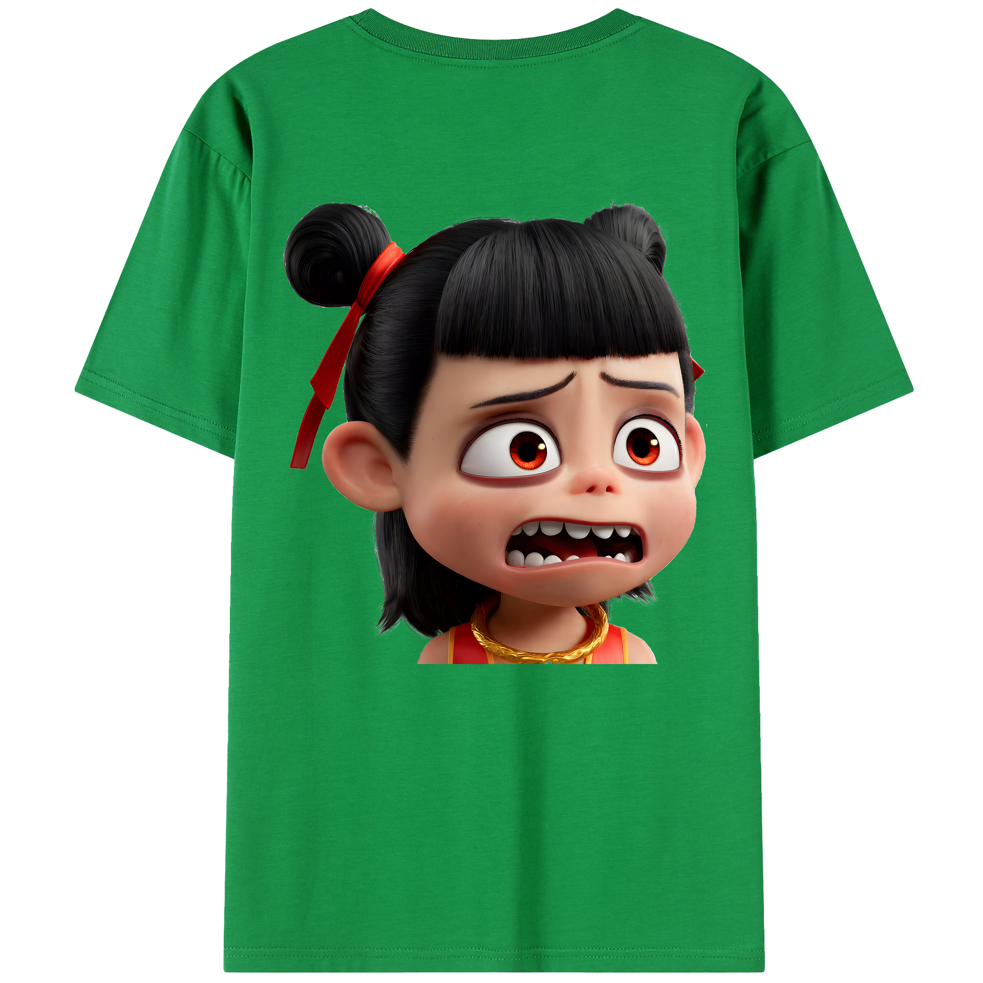 （画像用） Ne Zha 2 ナタ 魔童の大暴れ 綿100％ メンズ半袖Tシャツ（バックプリント） 通気性