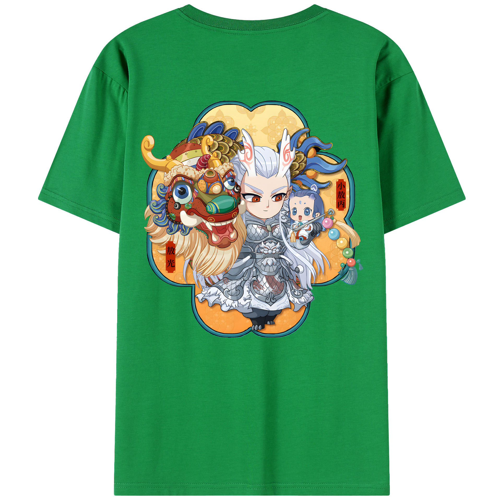 （画像用） Ne Zha 2 ナタ 魔童の大暴れ 綿100％ メンズ半袖Tシャツ（バックプリント） 通気性