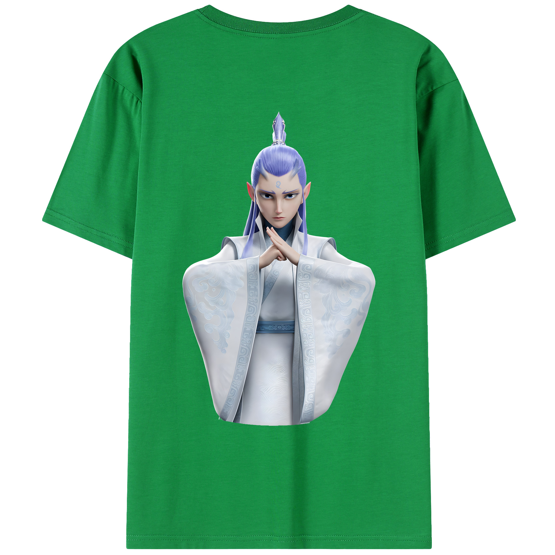 （画像用） Ne Zha 2 ナタ 魔童の大暴れ 綿100％ メンズ半袖Tシャツ（バックプリント） 通気性