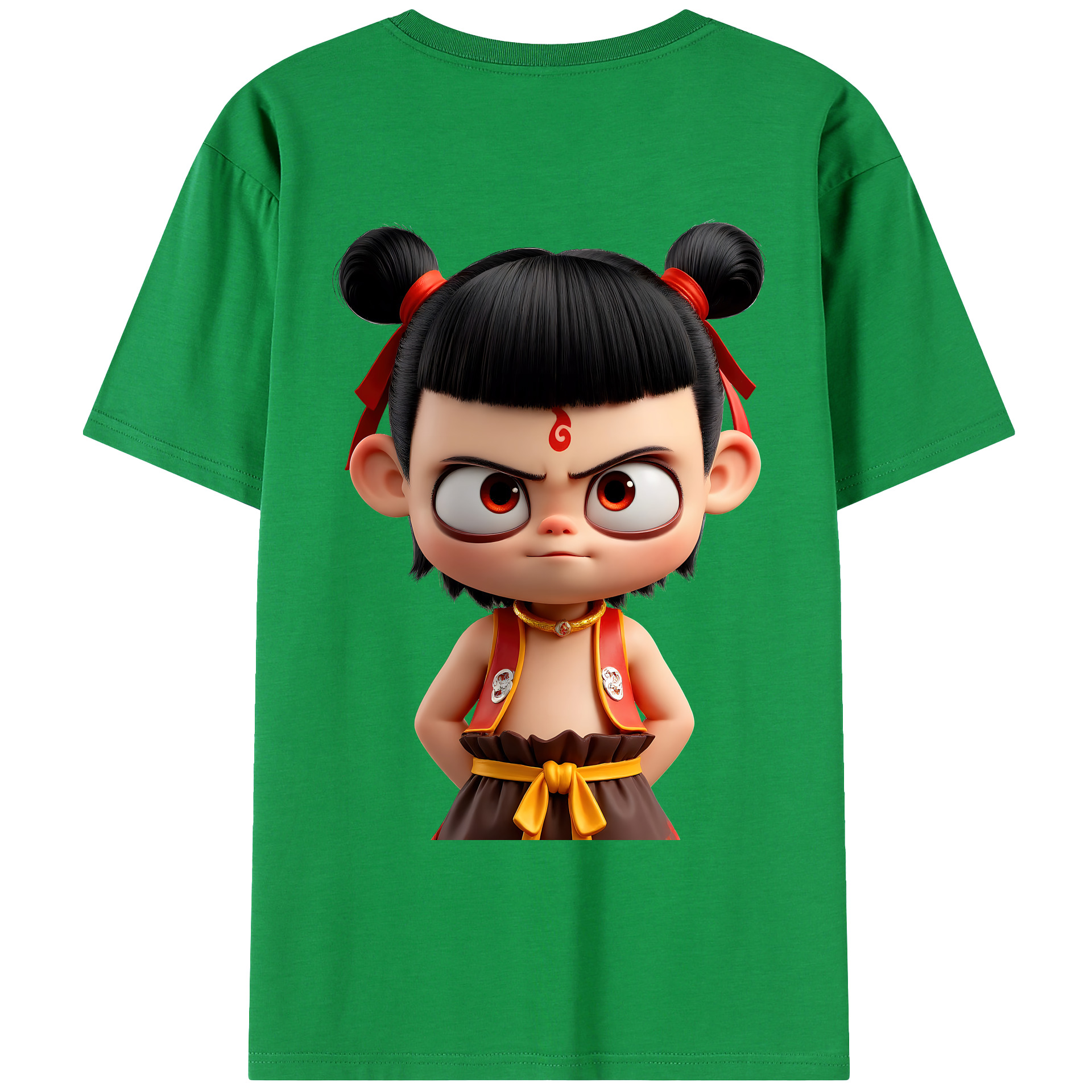 （画像用） Ne Zha 2 ナタ 魔童の大暴れ 綿100％ メンズ半袖Tシャツ（バックプリント） 通気性