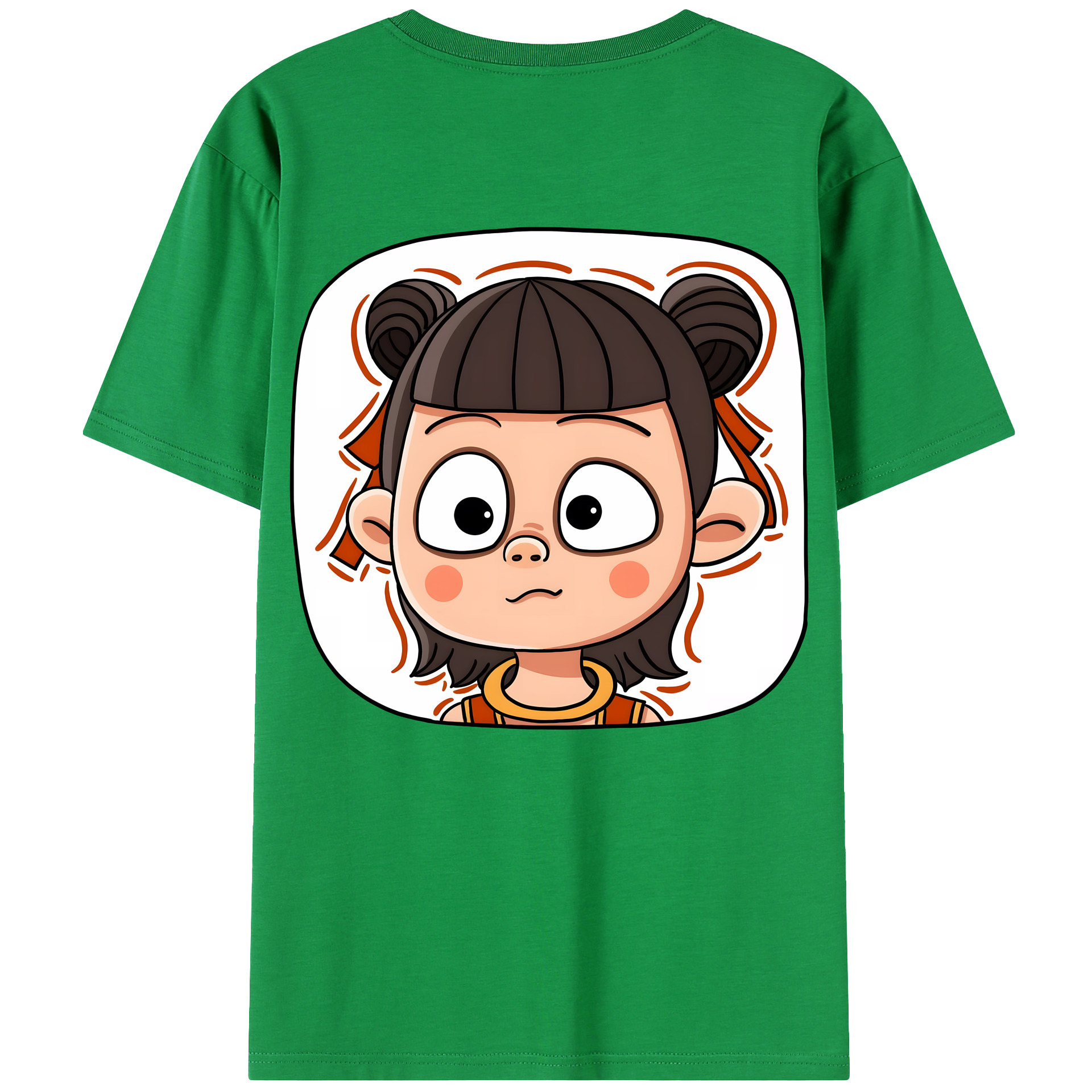（画像用） Ne Zha 2 ナタ 魔童の大暴れ 綿100％ メンズ半袖Tシャツ（バックプリント） 通気性