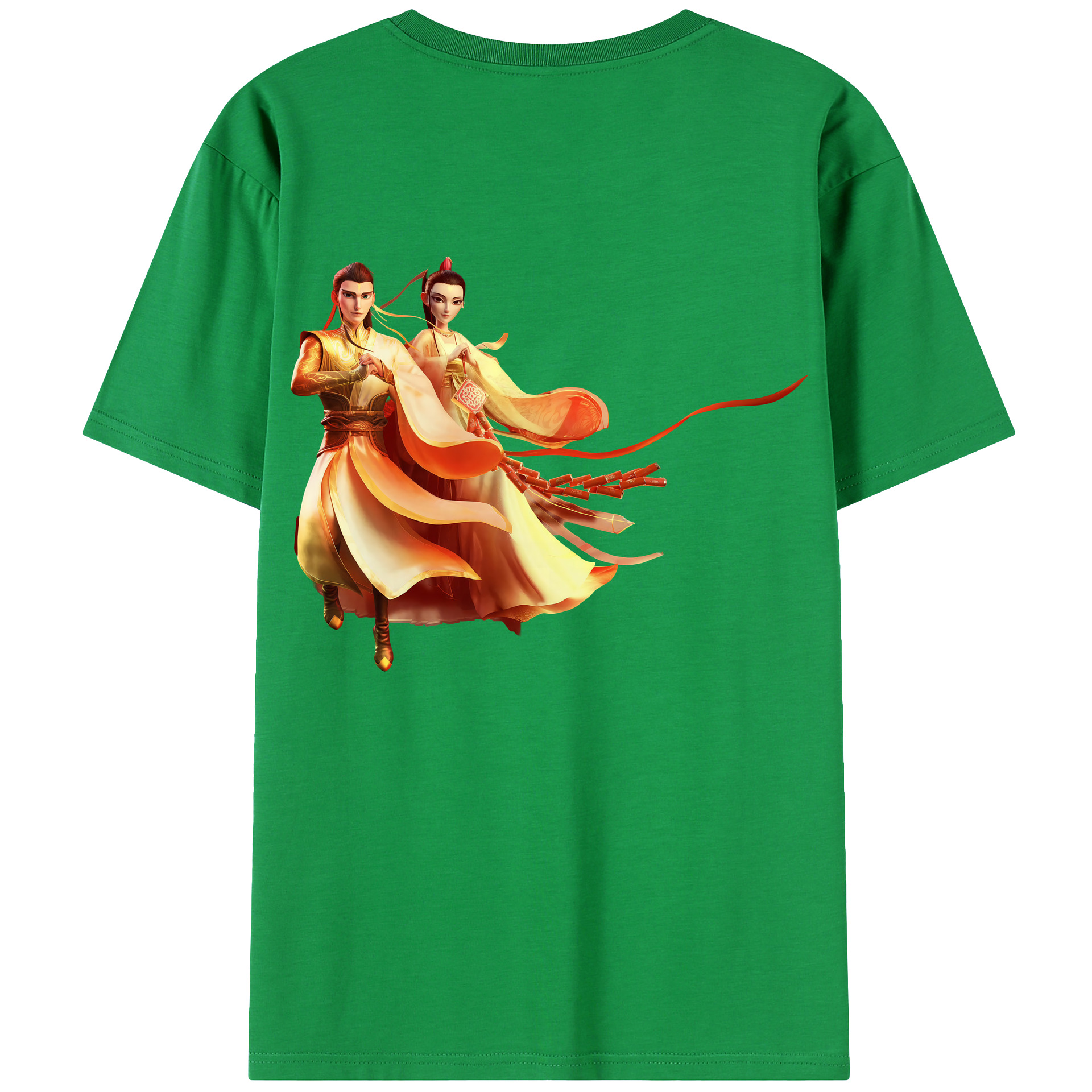（画像用） Ne Zha 2 ナタ 魔童の大暴れ 綿100％ メンズ半袖Tシャツ（バックプリント） 通気性