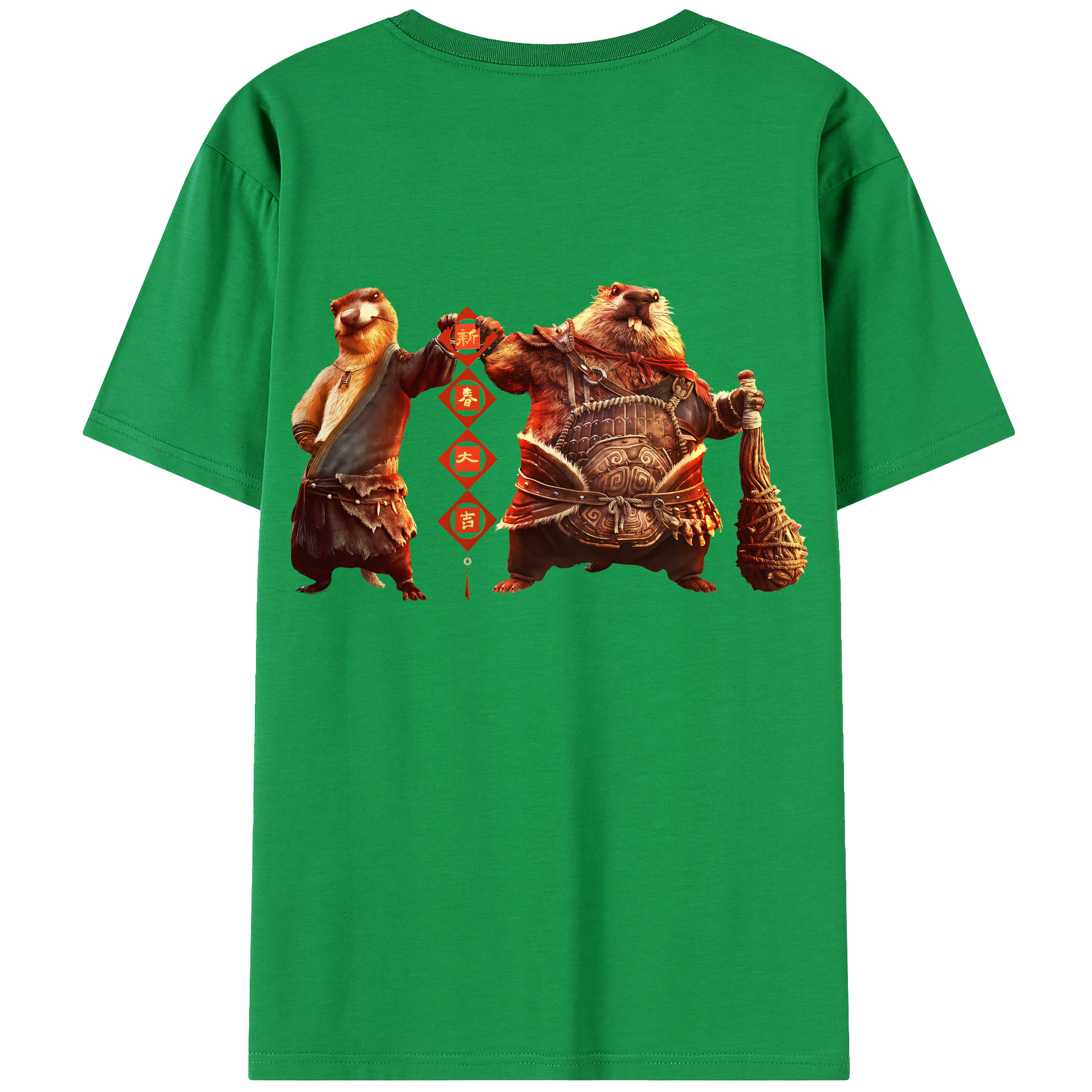 （画像用） Ne Zha 2 ナタ 魔童の大暴れ 綿100％ メンズ半袖Tシャツ（バックプリント） 通気性