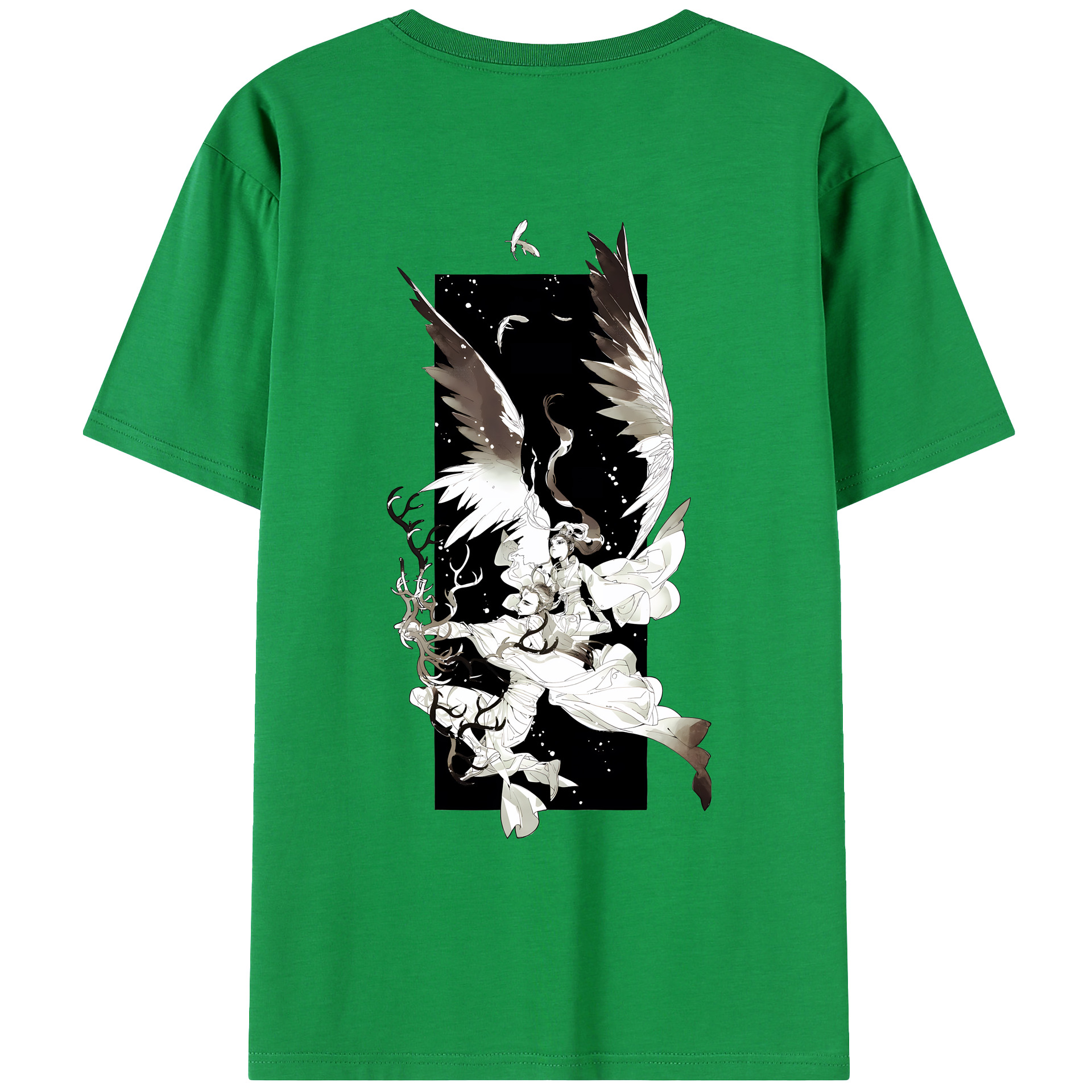 （画像用） Ne Zha 2 ナタ 魔童の大暴れ 綿100％ メンズ半袖Tシャツ（バックプリント） 通気性