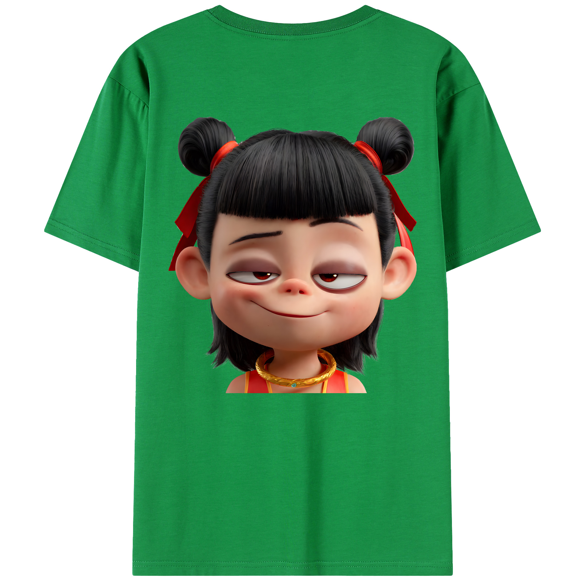 （画像用） Ne Zha 2 ナタ 魔童の大暴れ 綿100％ メンズ半袖Tシャツ（バックプリント） 通気性