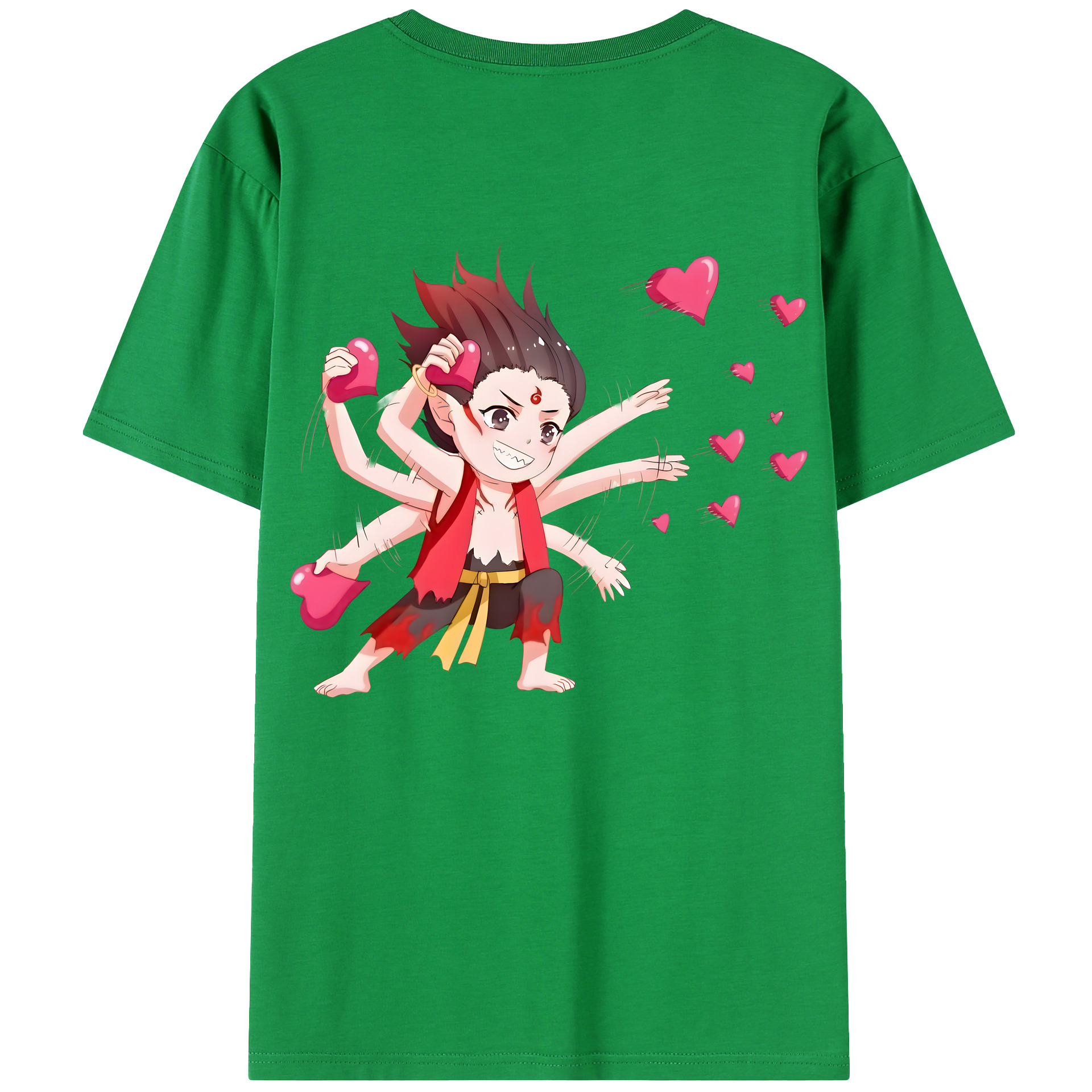 （画像用） Ne Zha 2 ナタ 魔童の大暴れ 綿100％ メンズ半袖Tシャツ（バックプリント） 通気性