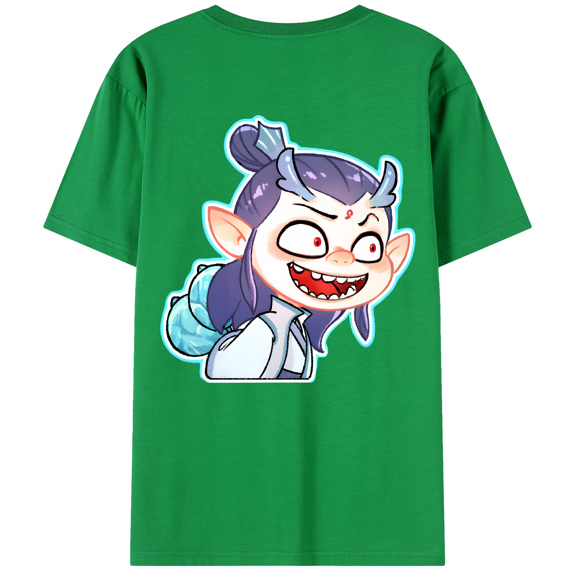 （画像用） Ne Zha 2 ナタ 魔童の大暴れ 綿100％ メンズ半袖Tシャツ（バックプリント） 通気性