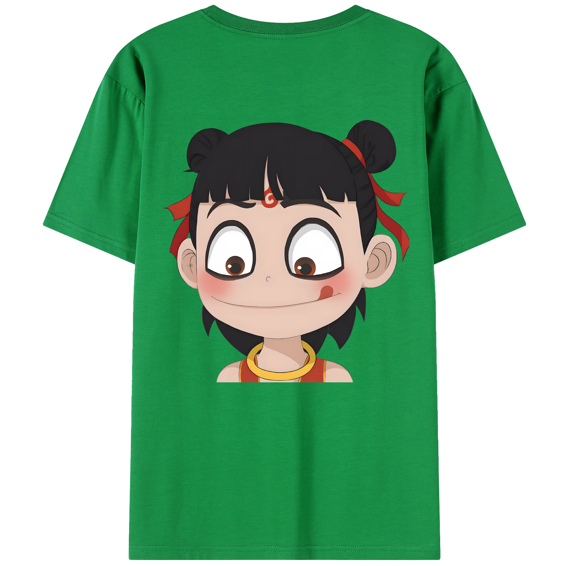 （画像用） Ne Zha 2 ナタ 魔童の大暴れ 綿100％ メンズ半袖Tシャツ（バックプリント） 通気性