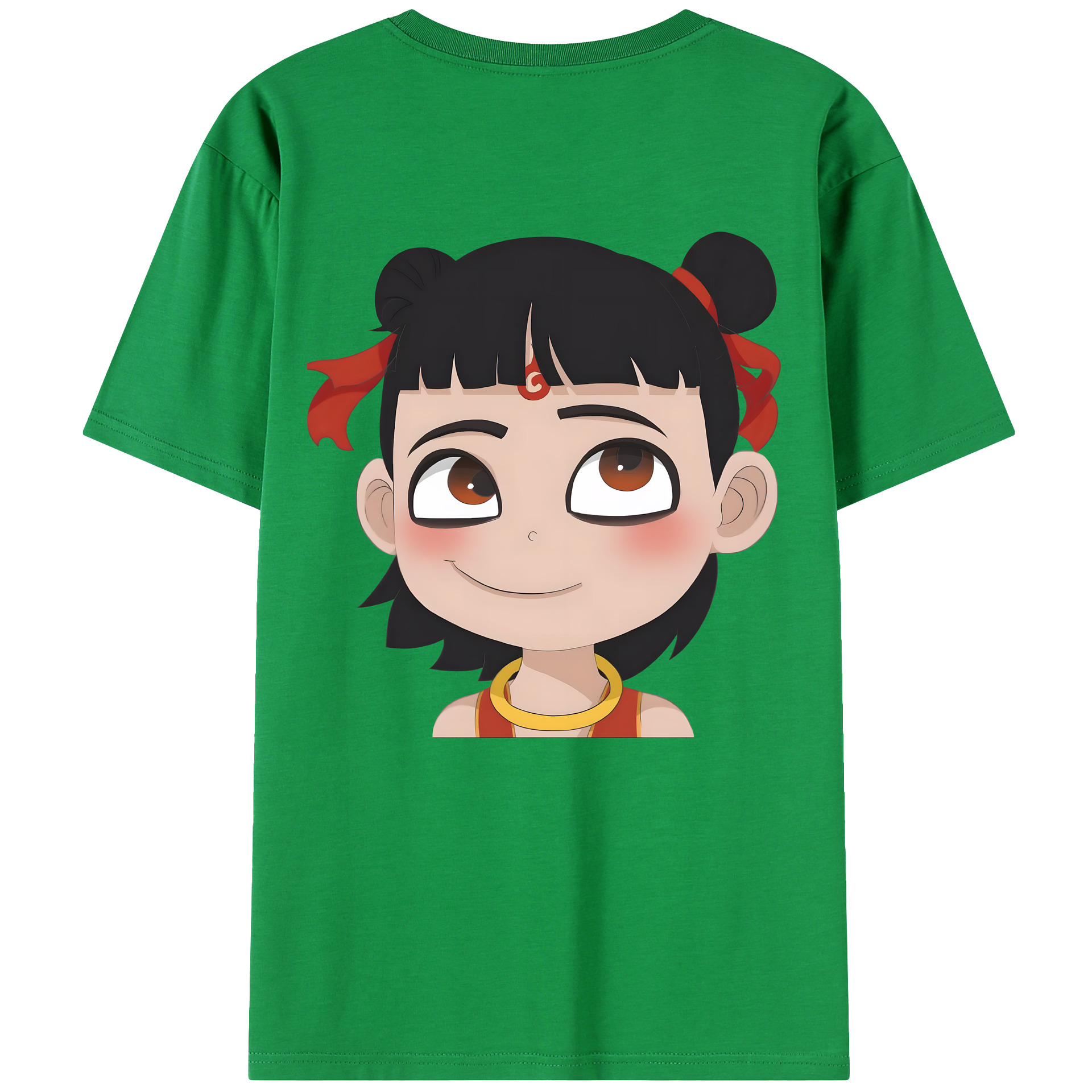 （画像用） Ne Zha 2 ナタ 魔童の大暴れ 綿100％ メンズ半袖Tシャツ（バックプリント） 通気性