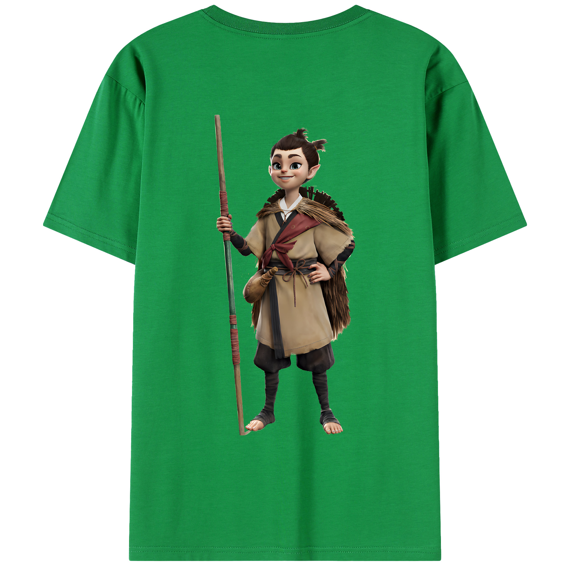（画像用） Ne Zha 2 ナタ 魔童の大暴れ 綿100％ メンズ半袖Tシャツ（バックプリント） 通気性