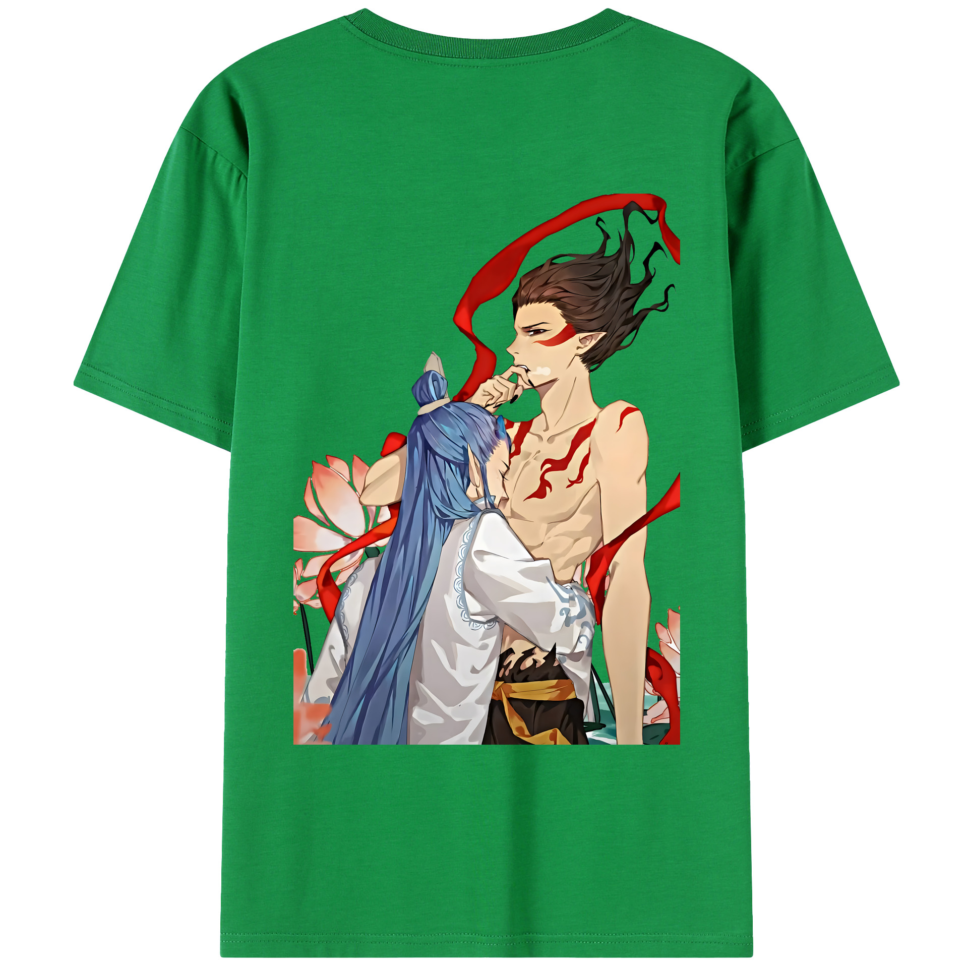 （画像用） Ne Zha 2 ナタ 魔童の大暴れ 綿100％ メンズ半袖Tシャツ（バックプリント） 通気性