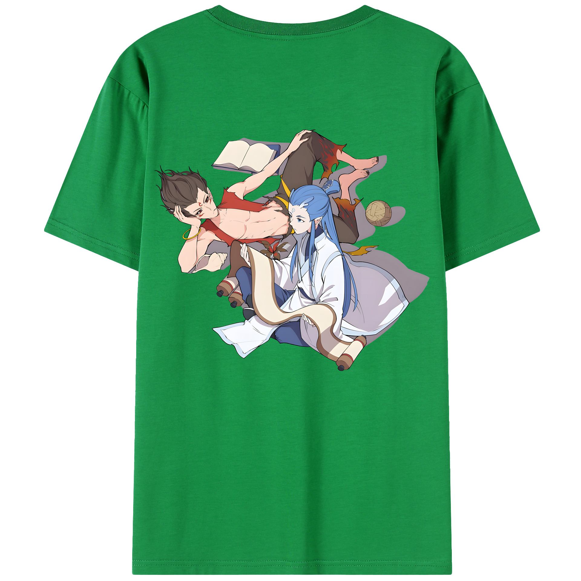 （画像用） Ne Zha 2 ナタ 魔童の大暴れ 綿100％ メンズ半袖Tシャツ（バックプリント） 通気性