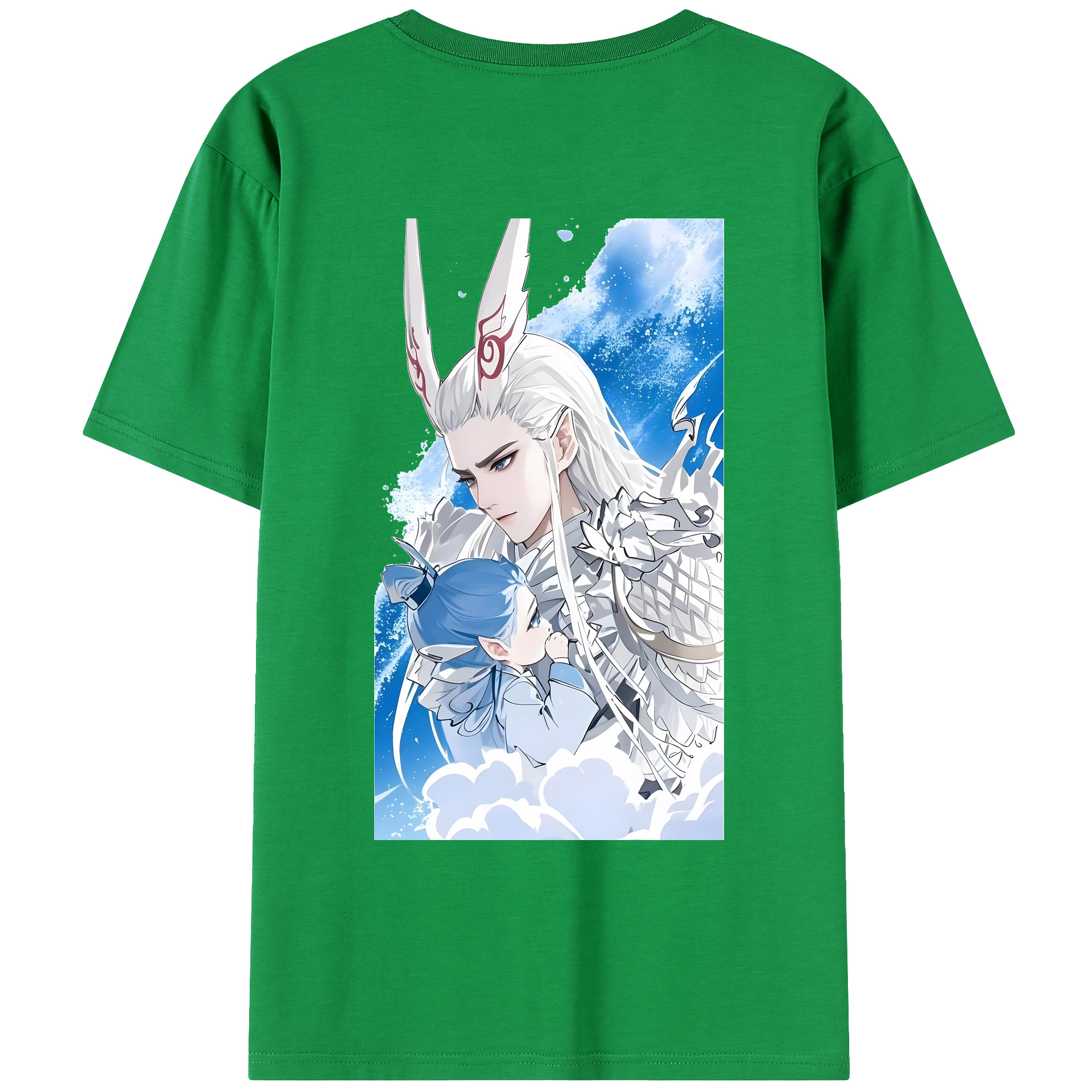 （画像用） Ne Zha 2 ナタ 魔童の大暴れ 綿100％ メンズ半袖Tシャツ（バックプリント） 通気性