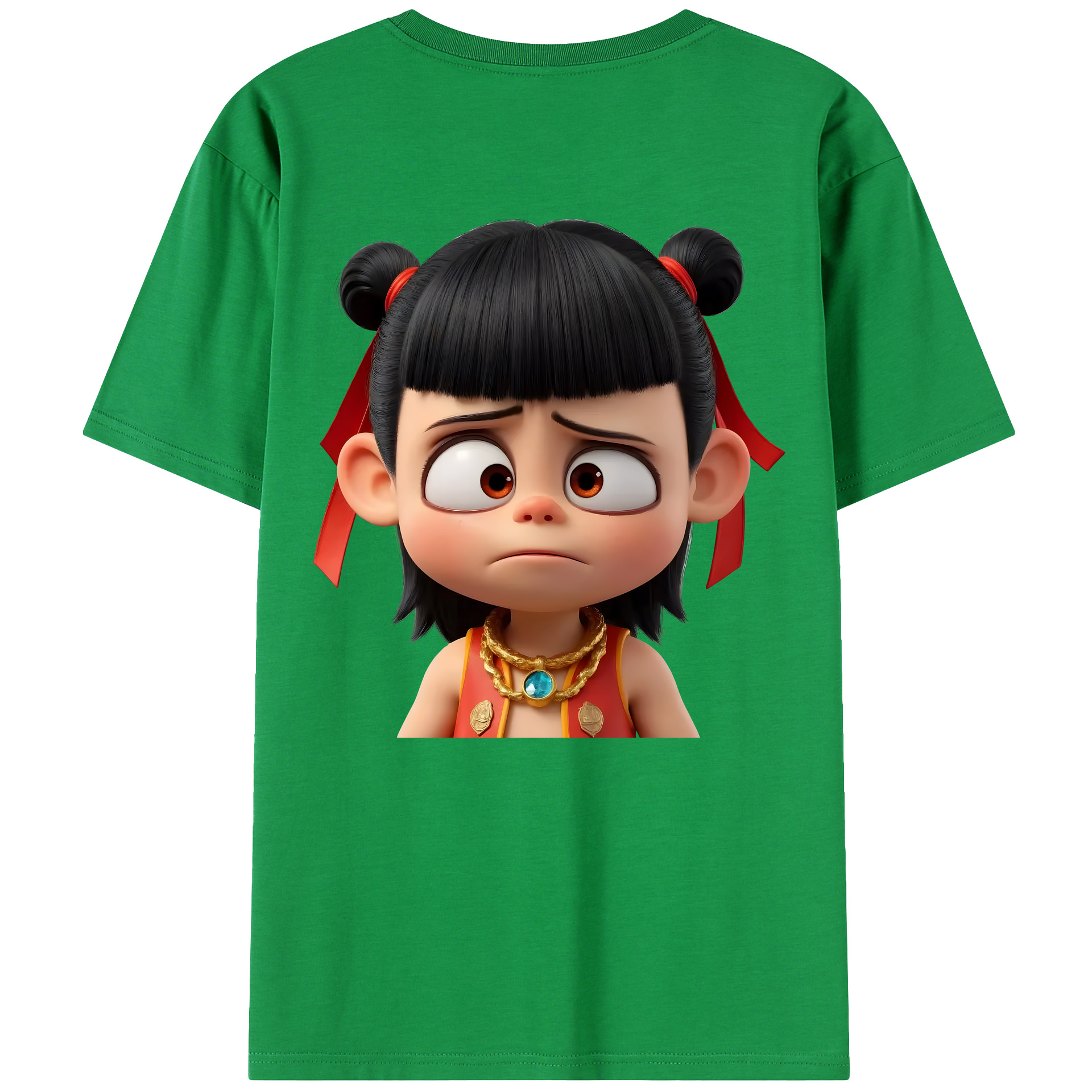 （画像用） Ne Zha 2 ナタ 魔童の大暴れ 綿100％ メンズ半袖Tシャツ（バックプリント） 通気性