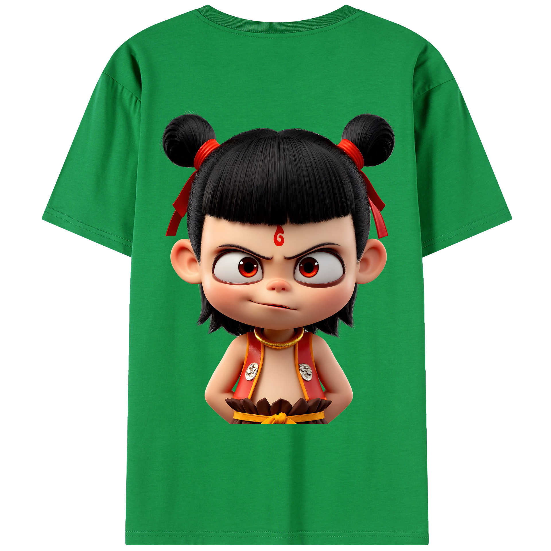 （画像用） Ne Zha 2 ナタ 魔童の大暴れ 綿100％ メンズ半袖Tシャツ（バックプリント） 通気性