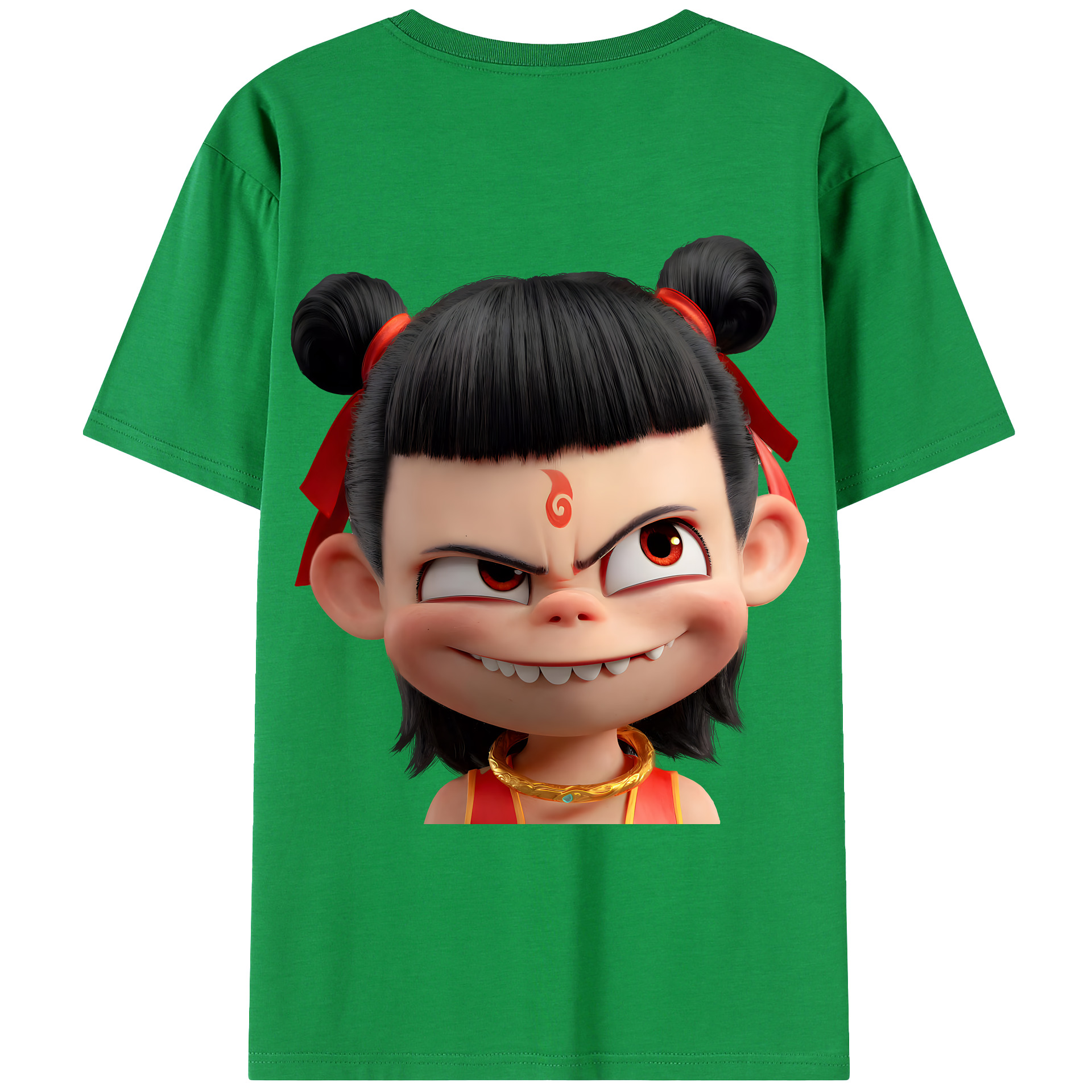 （画像用） Ne Zha 2 ナタ 魔童の大暴れ 綿100％ メンズ半袖Tシャツ（バックプリント） 通気性