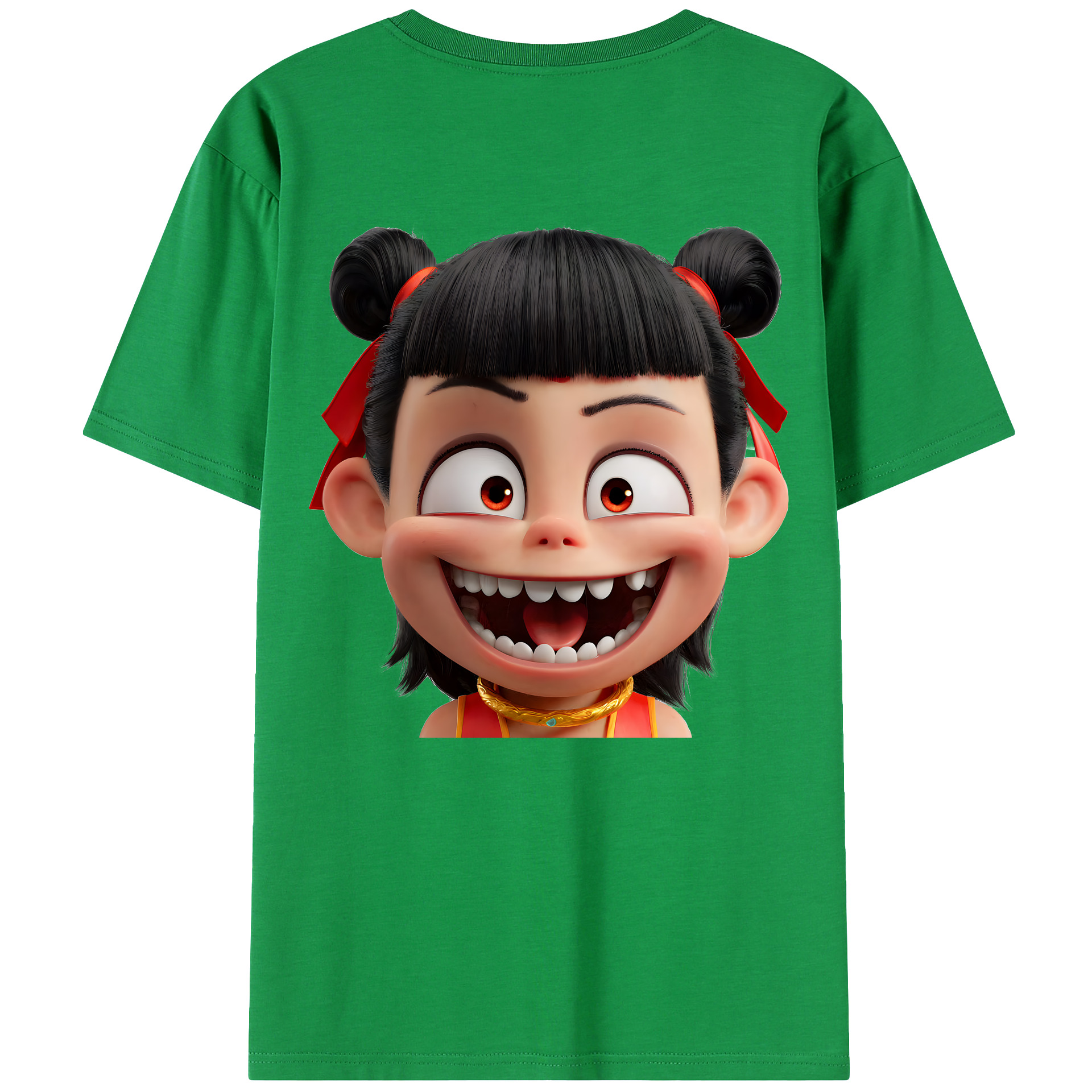 （画像用） Ne Zha 2 ナタ 魔童の大暴れ 綿100％ メンズ半袖Tシャツ（バックプリント） 通気性