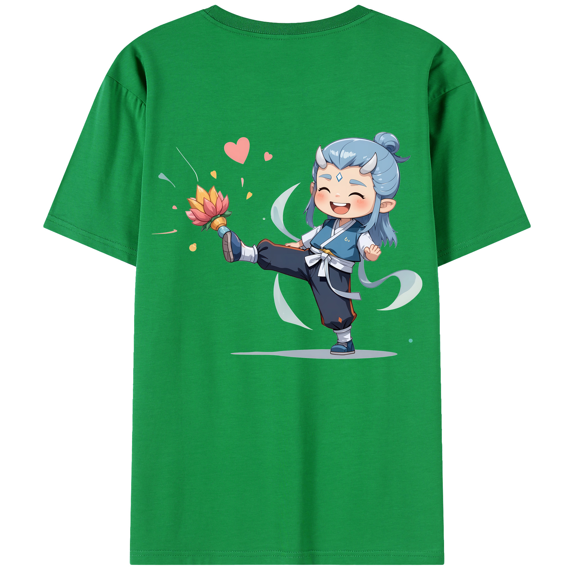 （画像用） Ne Zha 2 ナタ 魔童の大暴れ 綿100％ メンズ半袖Tシャツ（バックプリント） 通気性
