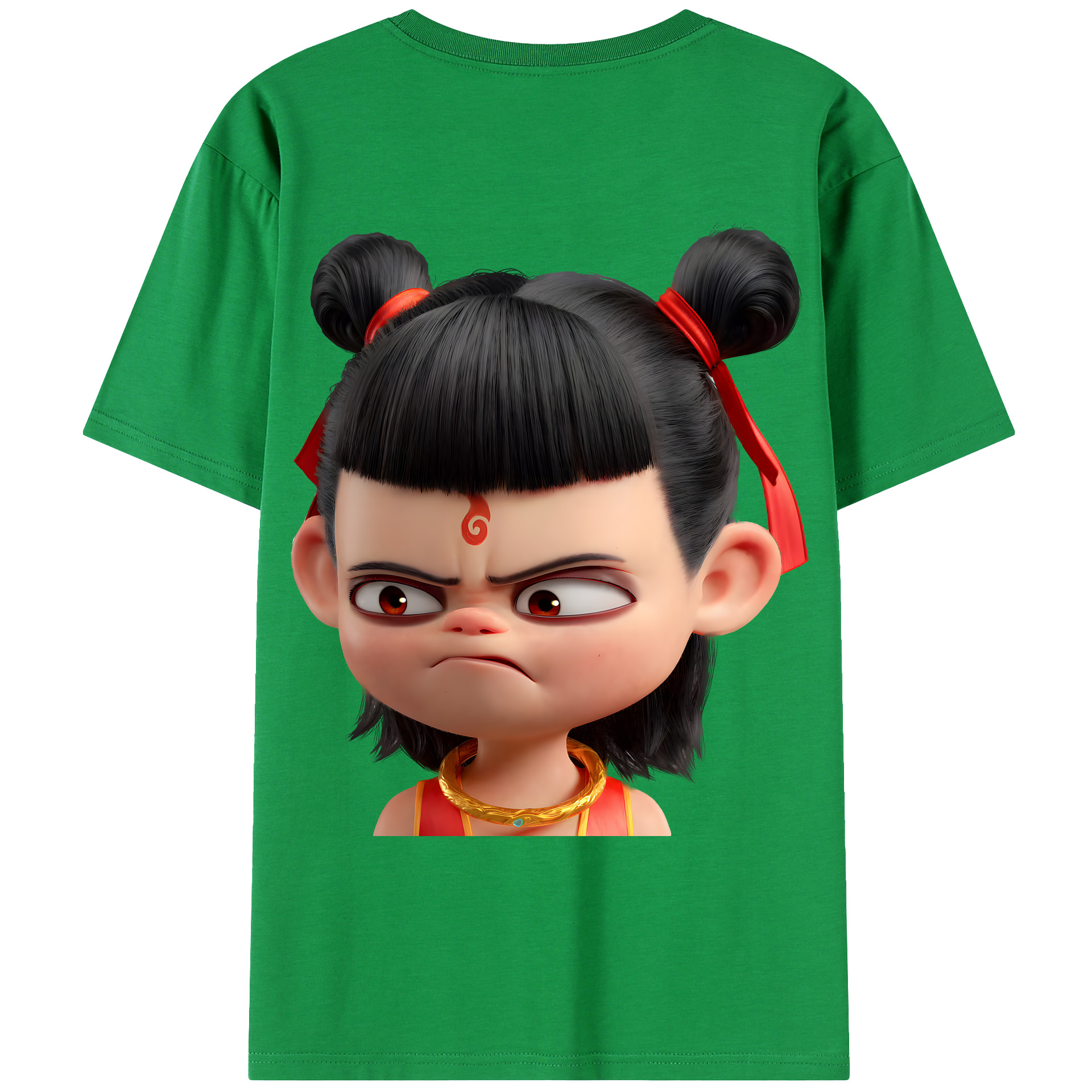 （画像用） Ne Zha 2 ナタ 魔童の大暴れ 綿100％ メンズ半袖Tシャツ（バックプリント） 通気性