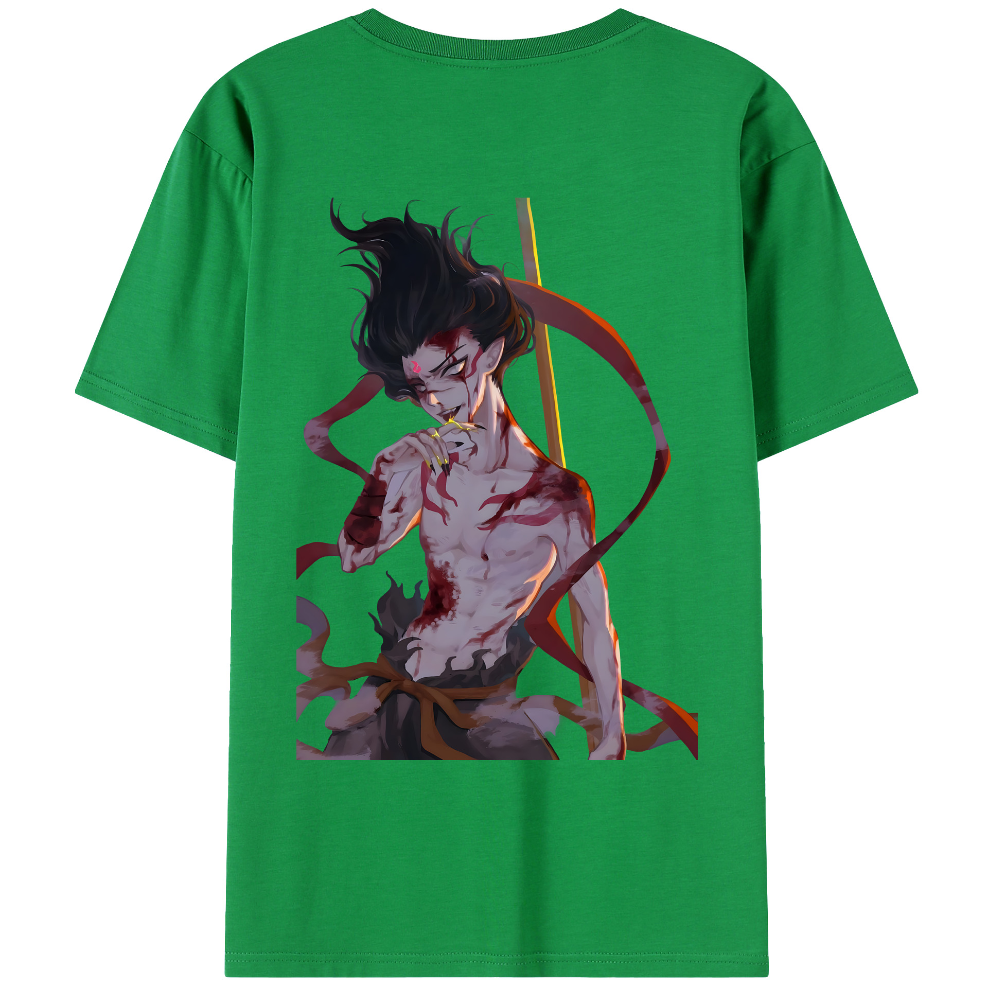（画像用） Ne Zha 2 ナタ 魔童の大暴れ 綿100％ メンズ半袖Tシャツ（バックプリント） 通気性