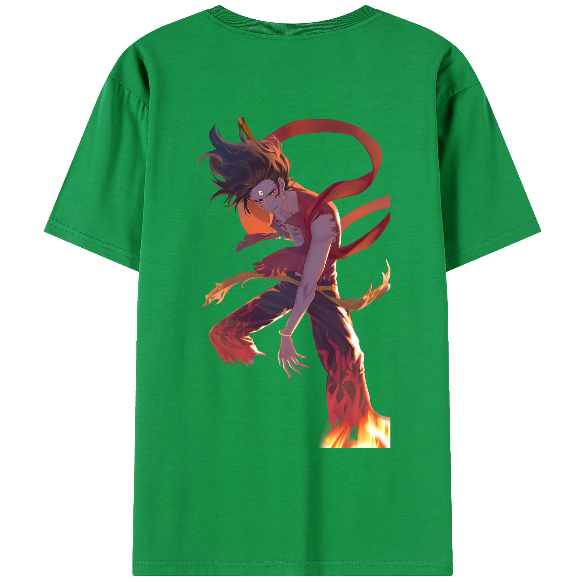 （画像用） Ne Zha 2 ナタ 魔童の大暴れ 綿100％ メンズ半袖Tシャツ（バックプリント） 通気性