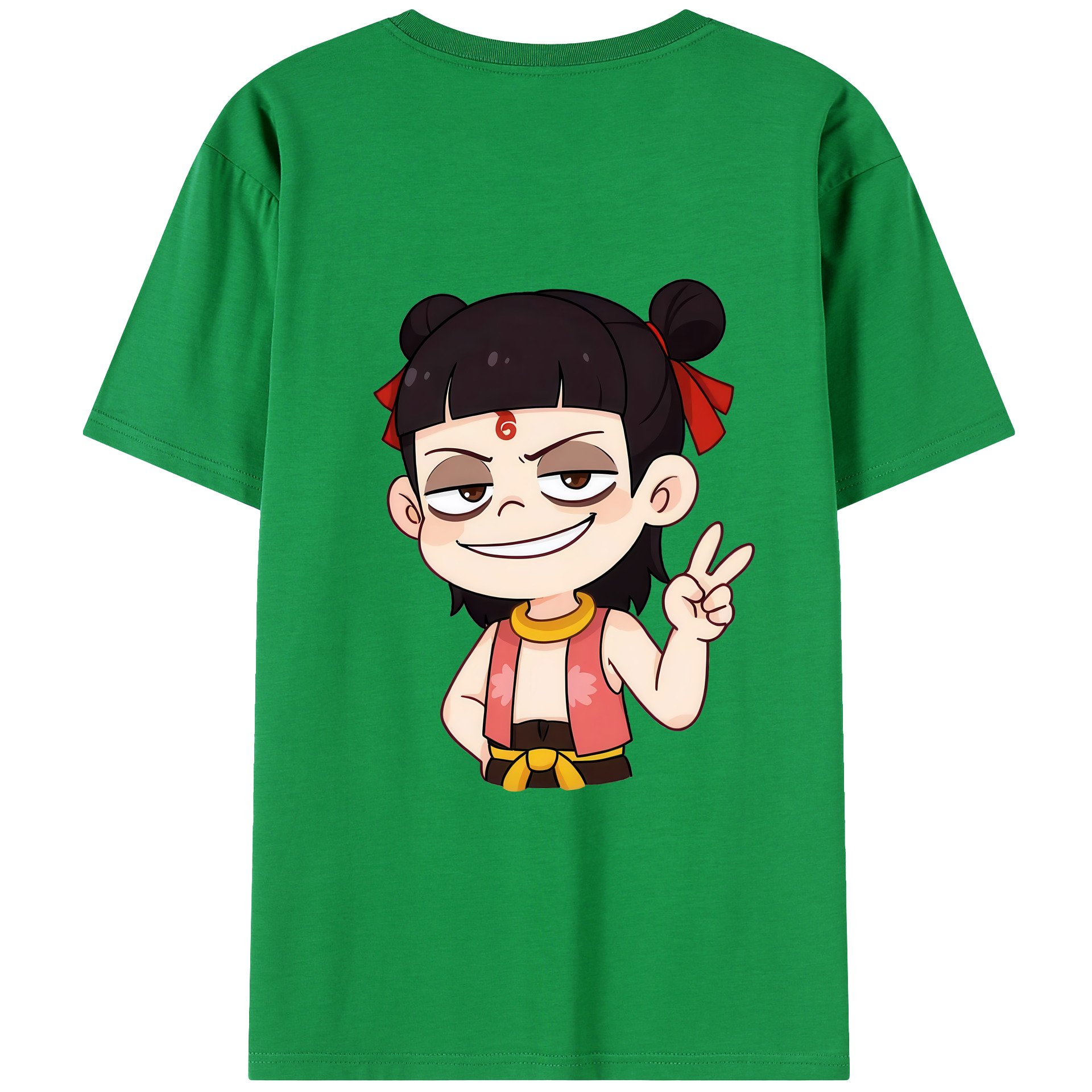 （画像用） Ne Zha 2 ナタ 魔童の大暴れ 綿100％ メンズ半袖Tシャツ（バックプリント） 通気性