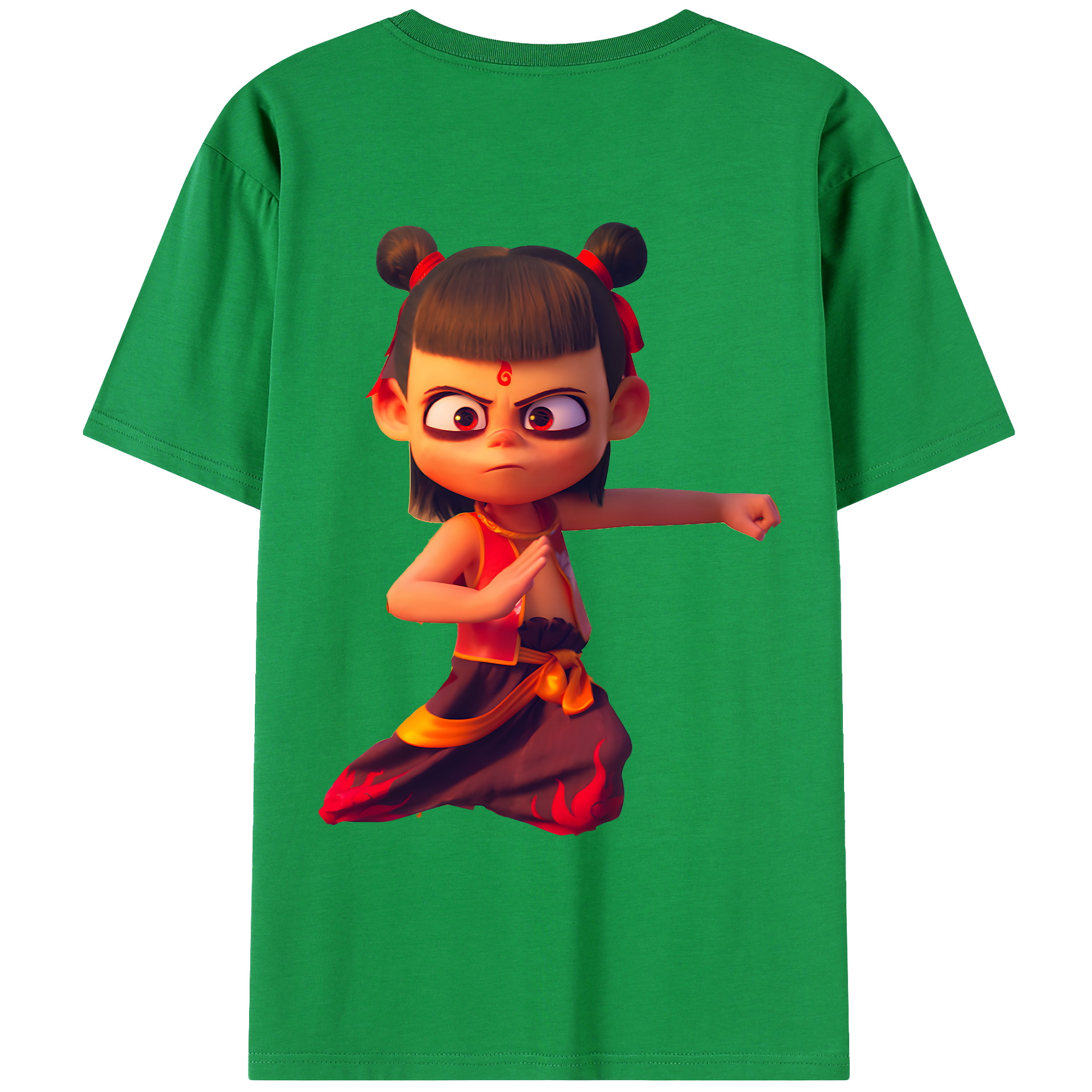 （画像用） Ne Zha 2 ナタ 魔童の大暴れ 綿100％ メンズ半袖Tシャツ（バックプリント） 通気性