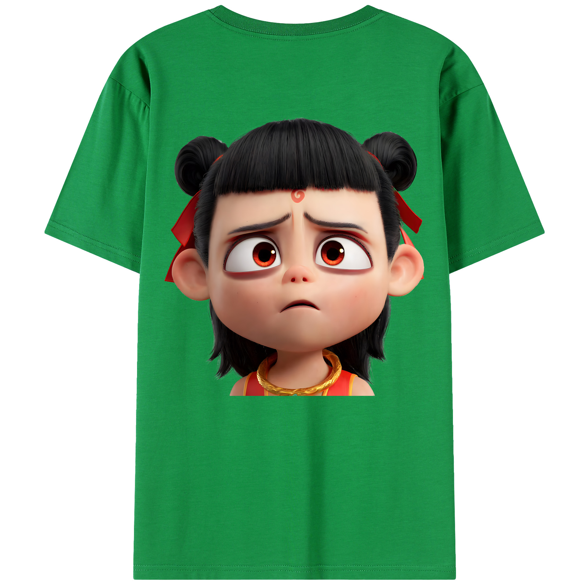 （画像用） Ne Zha 2 ナタ 魔童の大暴れ 綿100％ メンズ半袖Tシャツ（バックプリント） 通気性