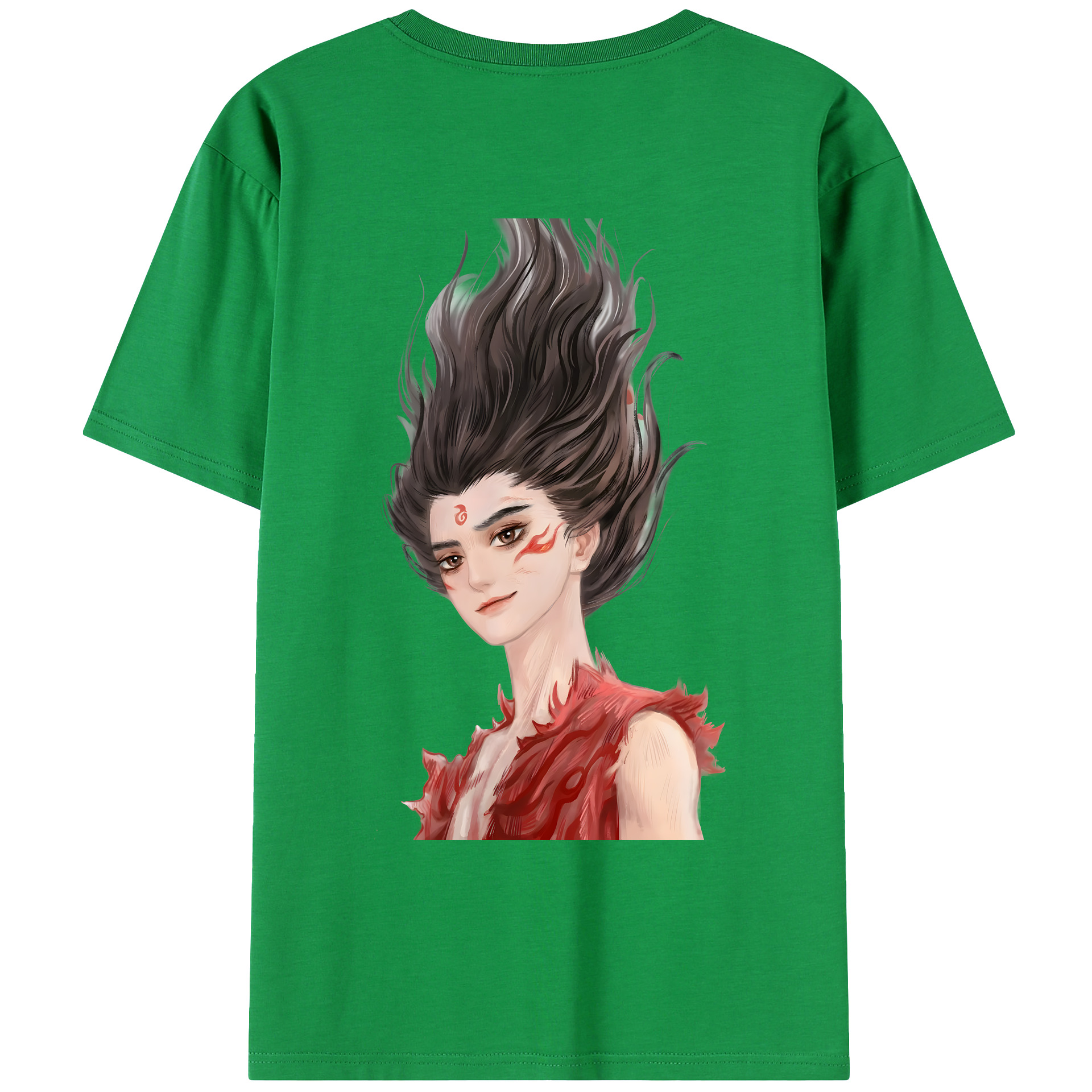 （画像用） Ne Zha 2 ナタ 魔童の大暴れ 綿100％ メンズ半袖Tシャツ（バックプリント） 通気性