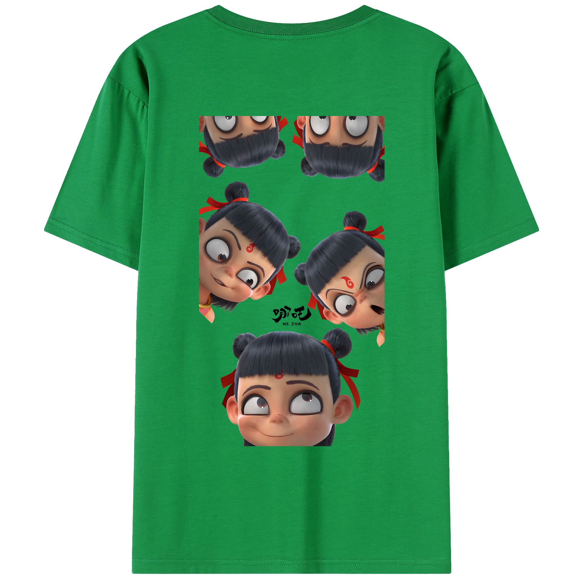 （画像用） Ne Zha 2 ナタ 魔童の大暴れ 綿100％ メンズ半袖Tシャツ（バックプリント） 通気性