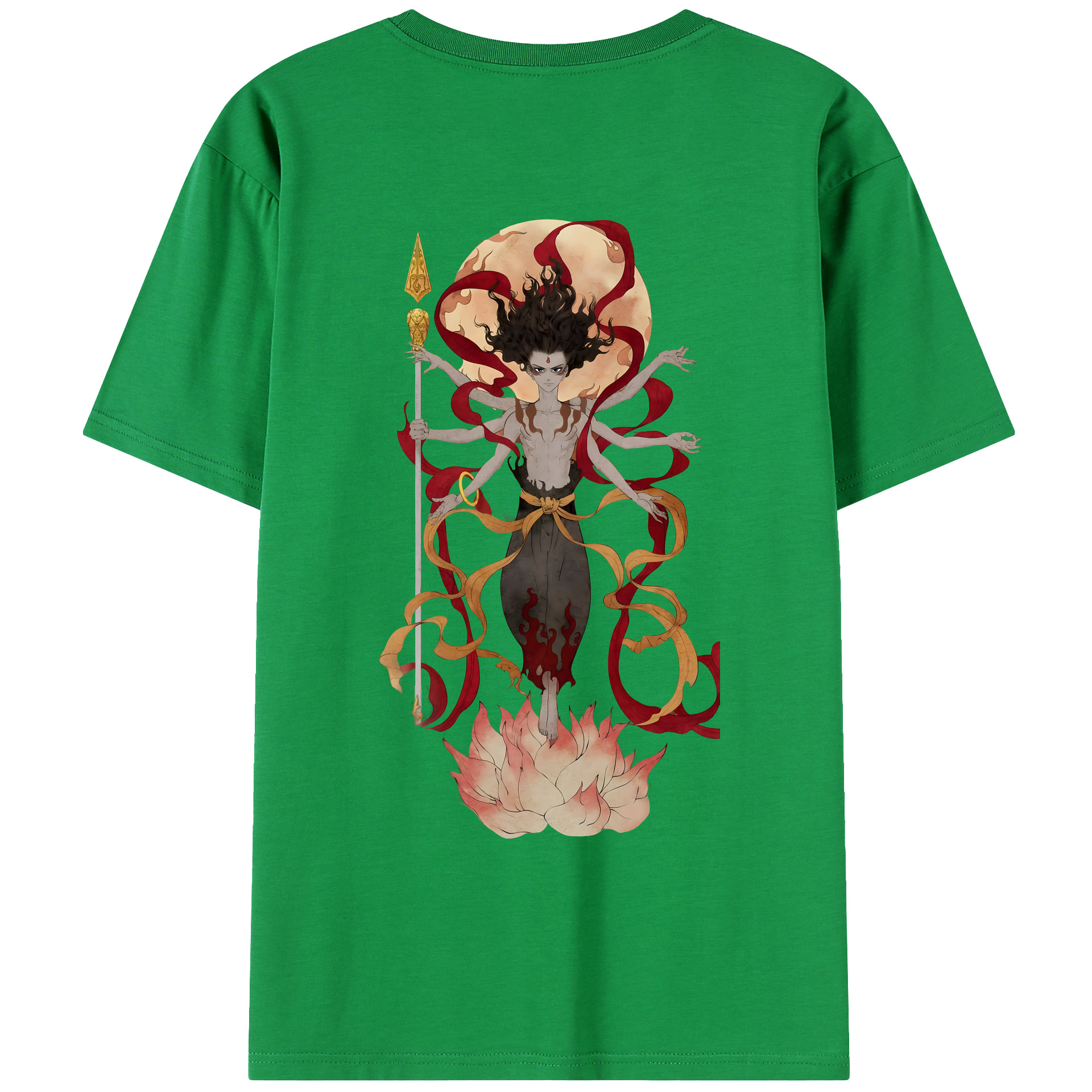 （画像用） Ne Zha 2 ナタ 魔童の大暴れ 綿100％ メンズ半袖Tシャツ（バックプリント） 通気性