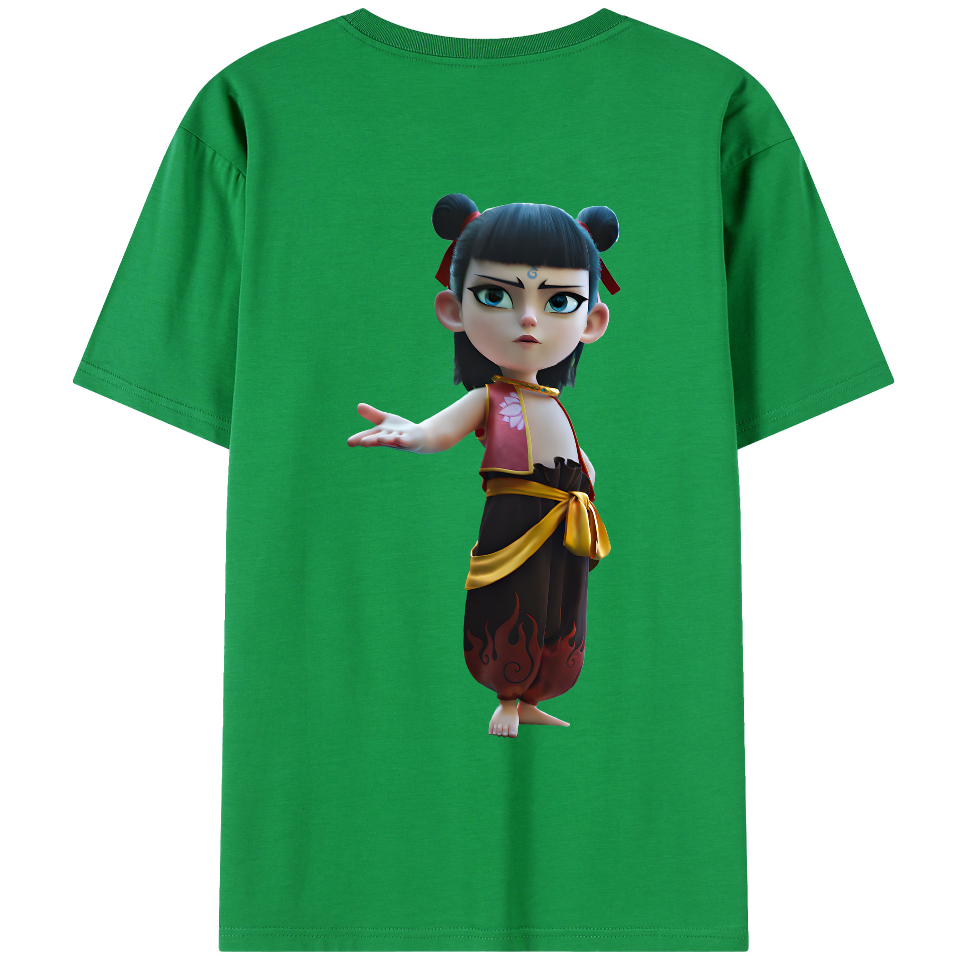 （画像用） Ne Zha 2 ナタ 魔童の大暴れ 綿100％ メンズ半袖Tシャツ（バックプリント） 通気性